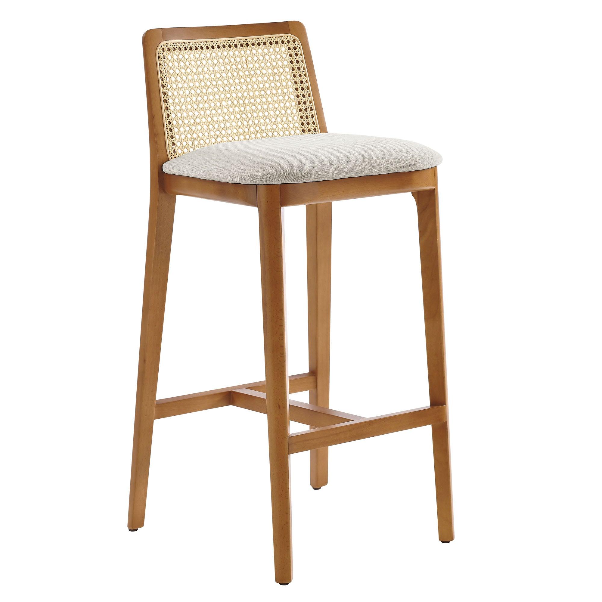 Monarch Wood and Rattan Bar Stool