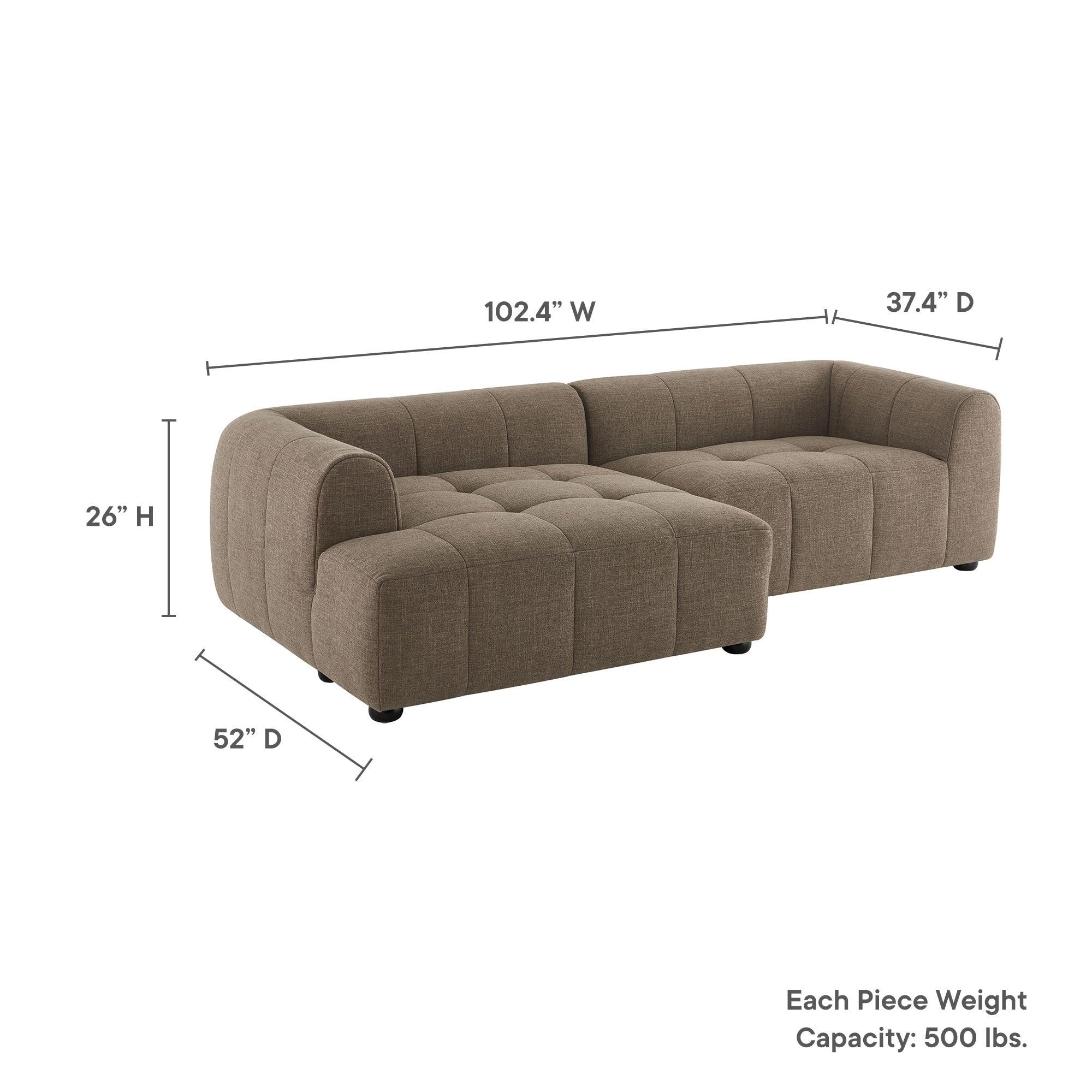 Liana Left-Facing Upholstered Fabric Modular Sofa with Chaise