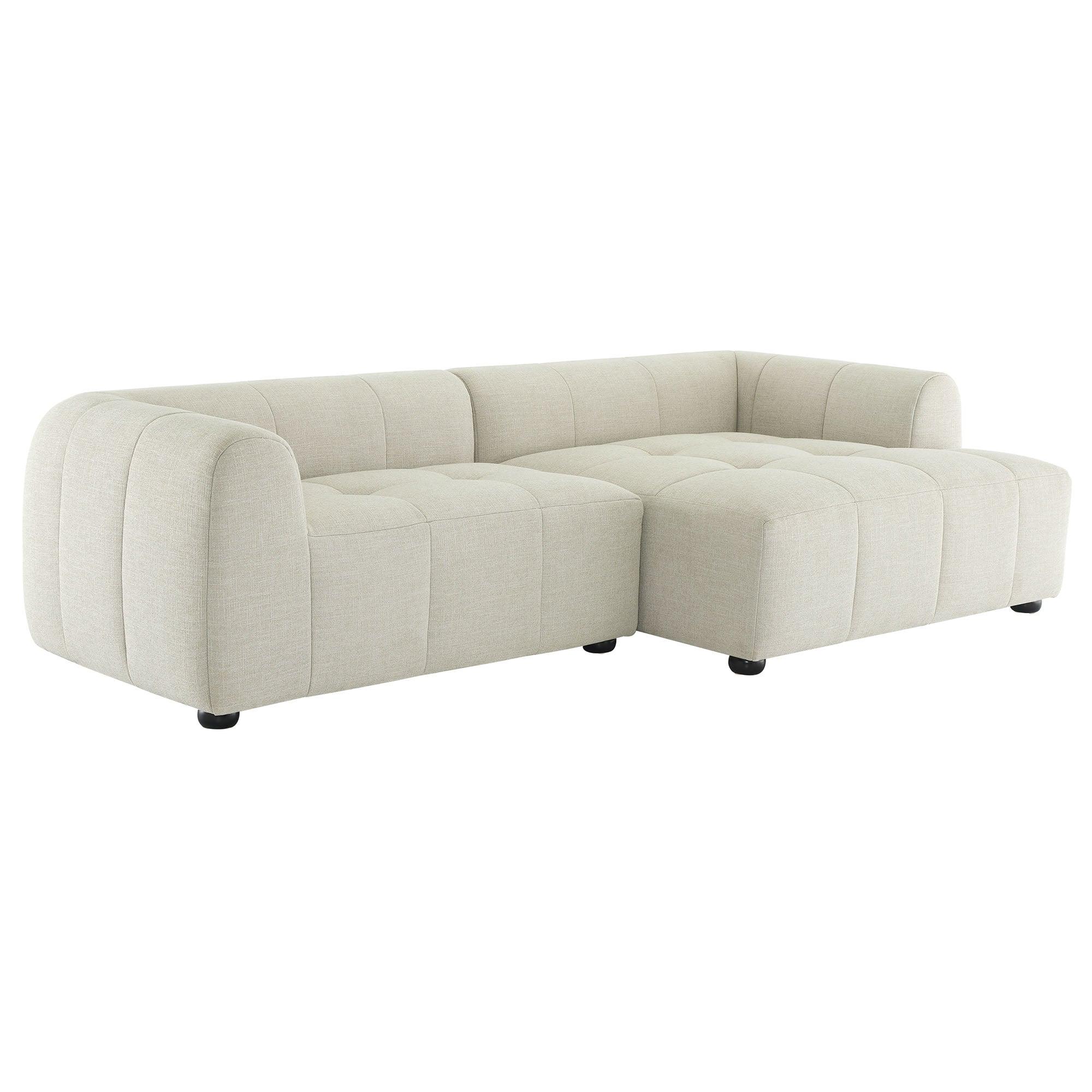 Liana Right-Facing Upholstered Fabric Modular Sofa with Chaise