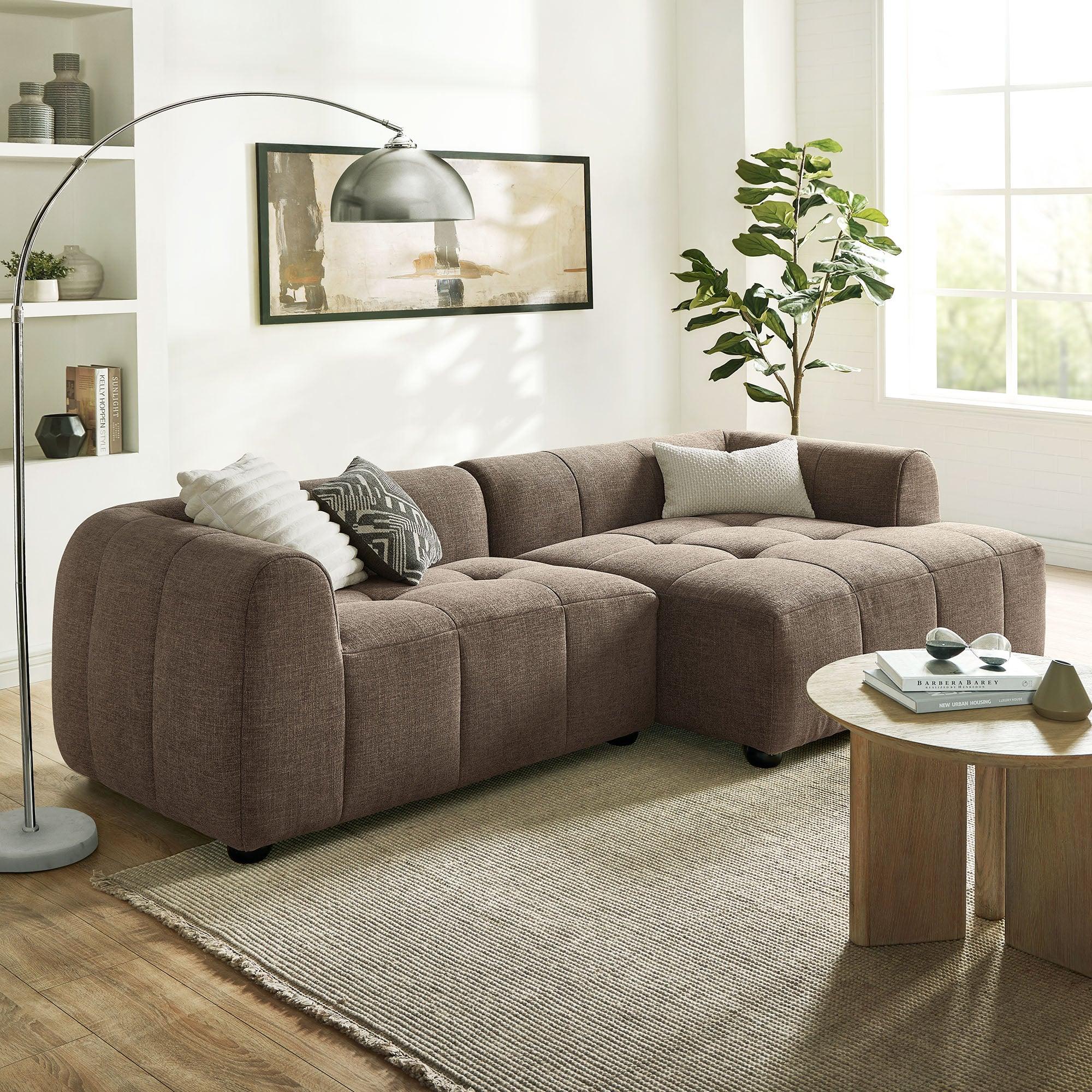 Liana Right-Facing Upholstered Fabric Modular Sofa with Chaise