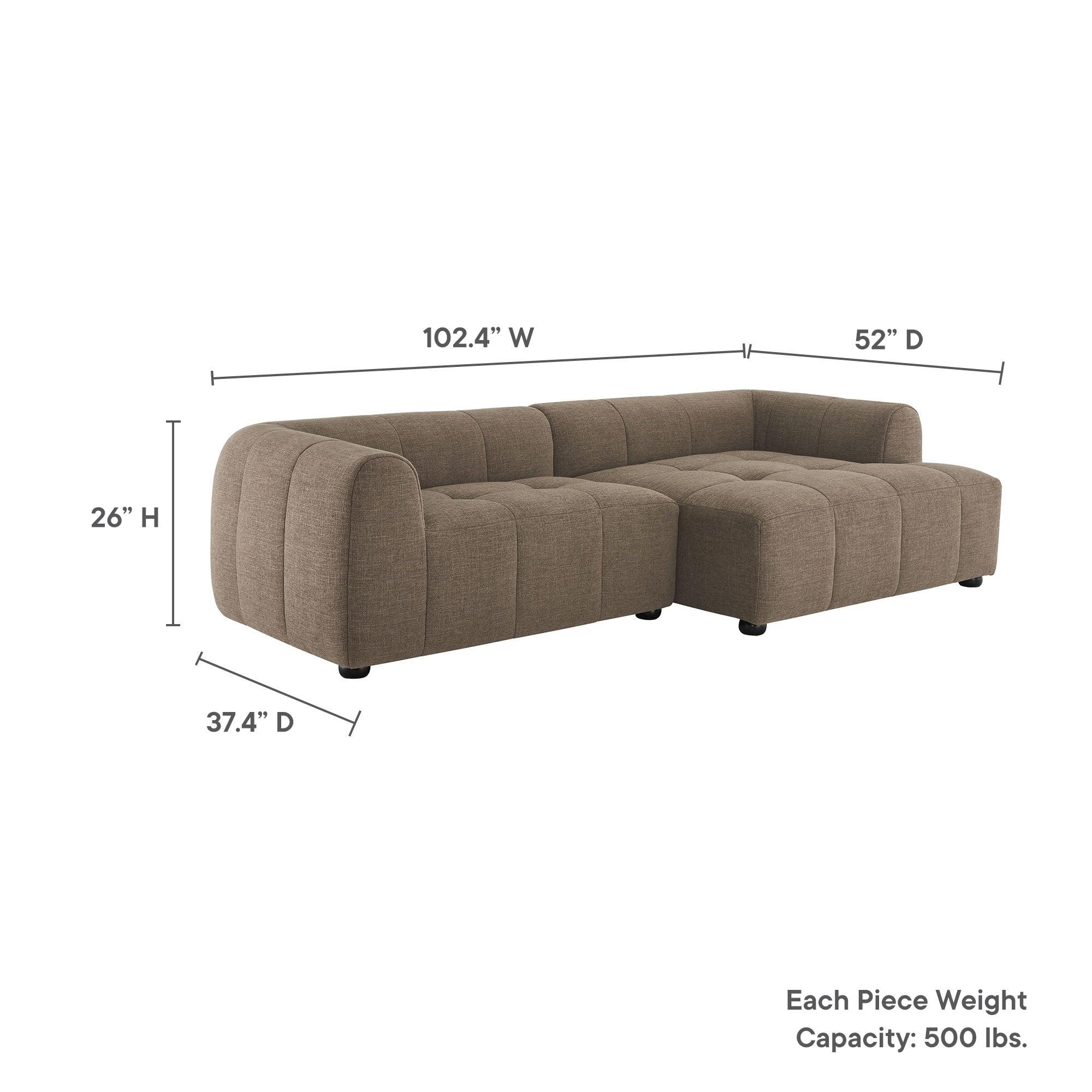 Liana Right-Facing Upholstered Fabric Modular Sofa with Chaise