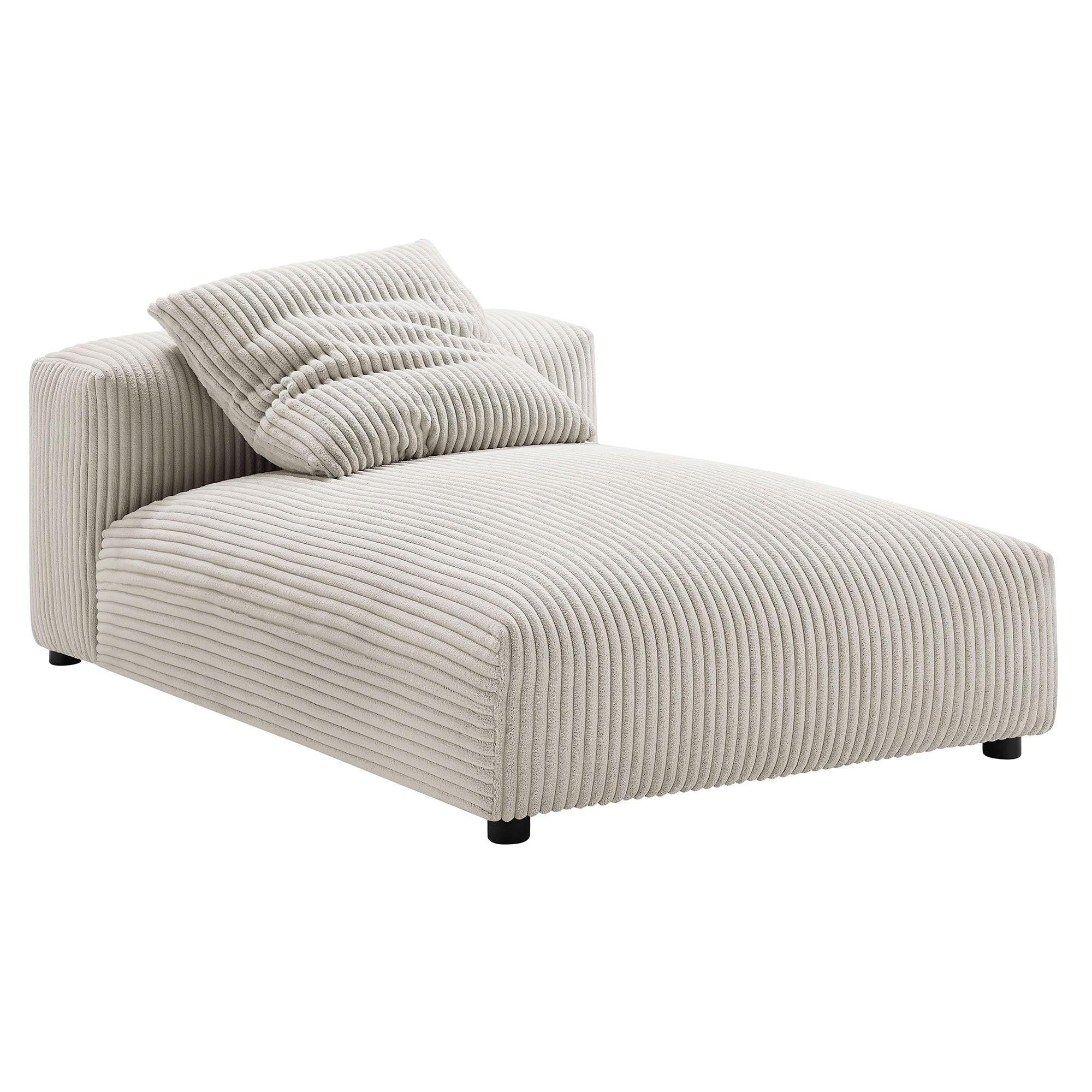 Solace Modular Corduroy Upholstered Armless Chaise Lounge