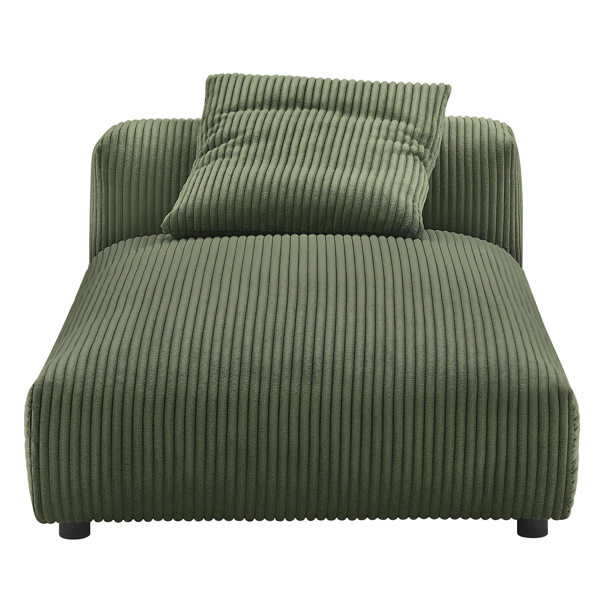 Solace Modular Corduroy Upholstered Armless Chaise Lounge