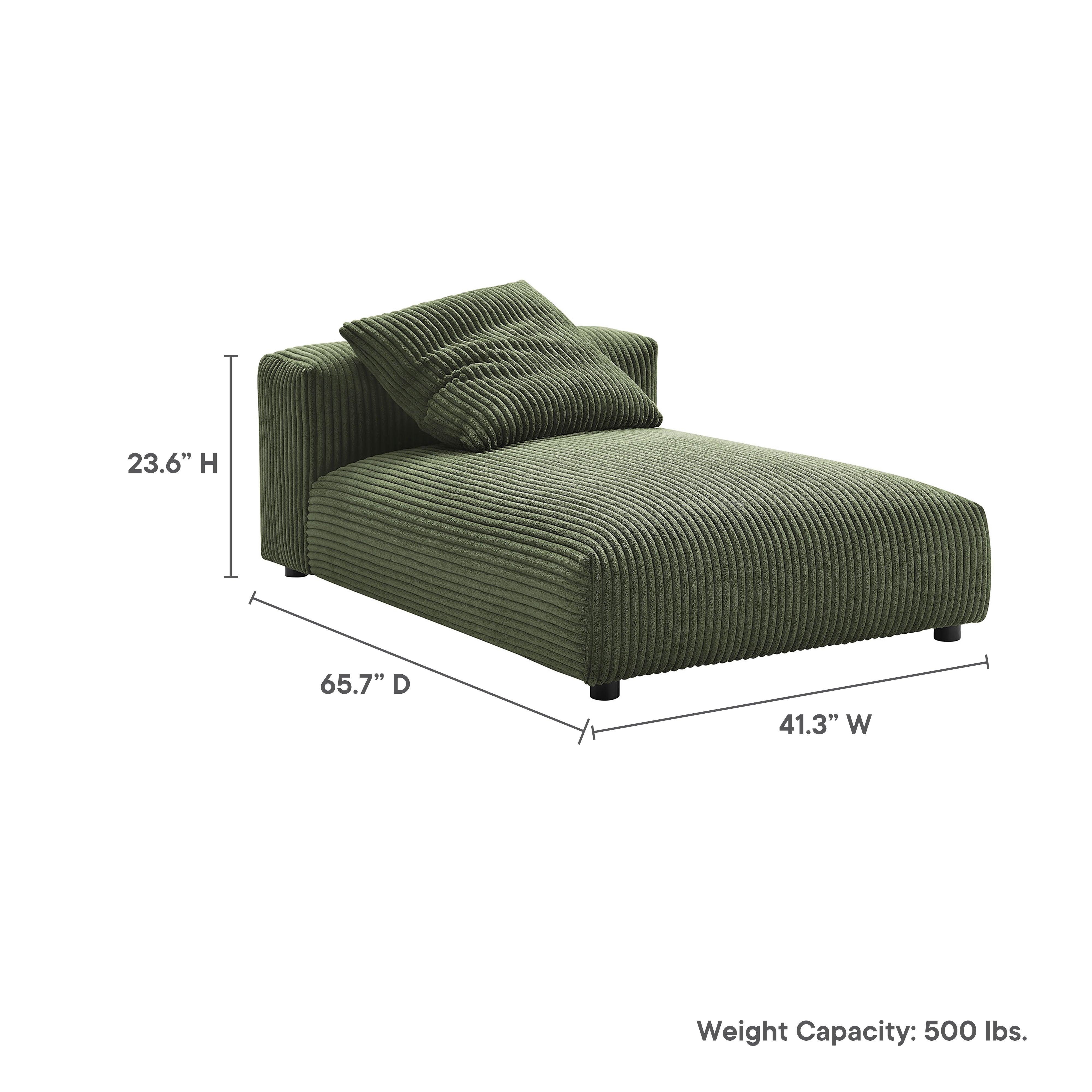 Solace Modular Corduroy Upholstered Armless Chaise Lounge