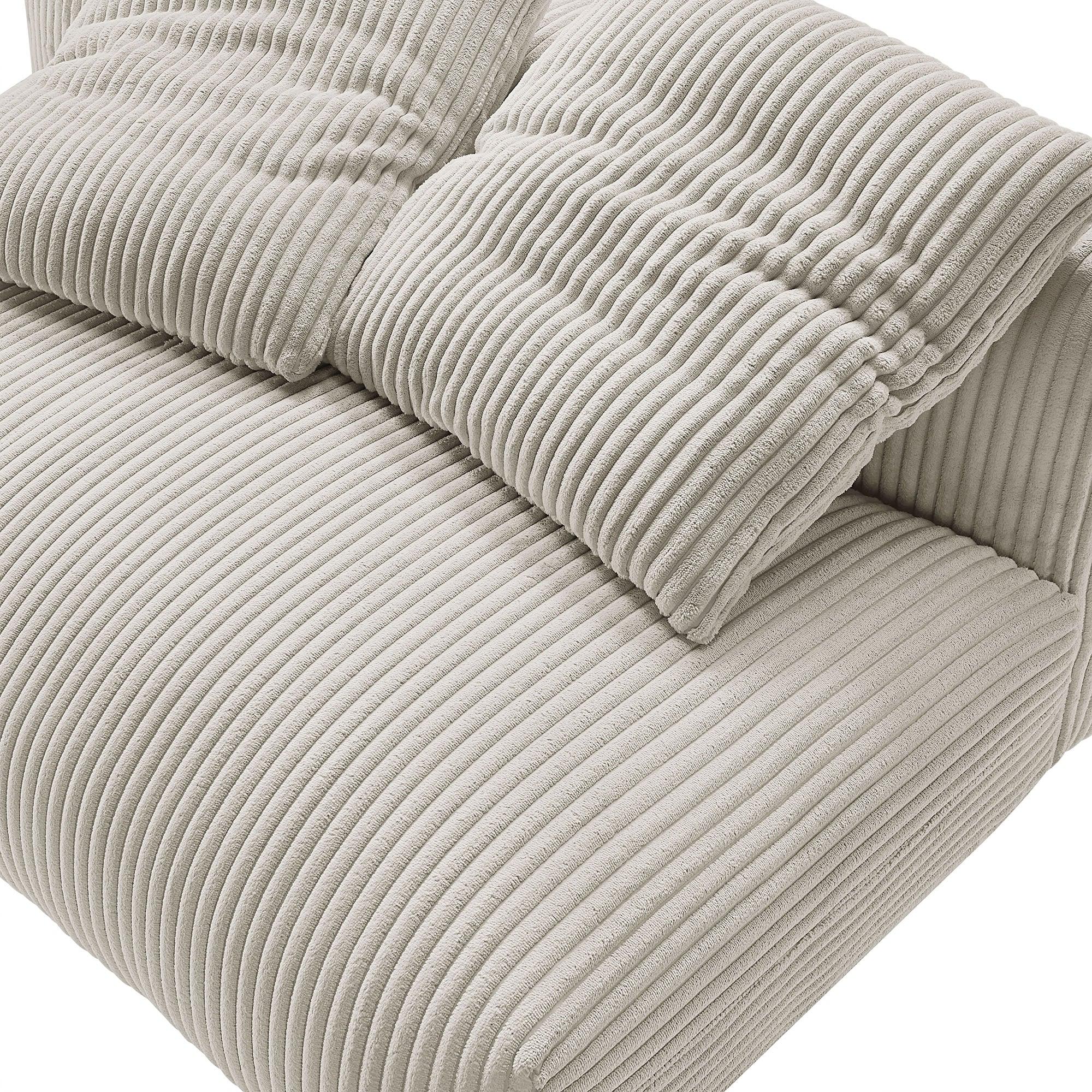 Solace Modular Corduroy Upholstered Armless Loveseat