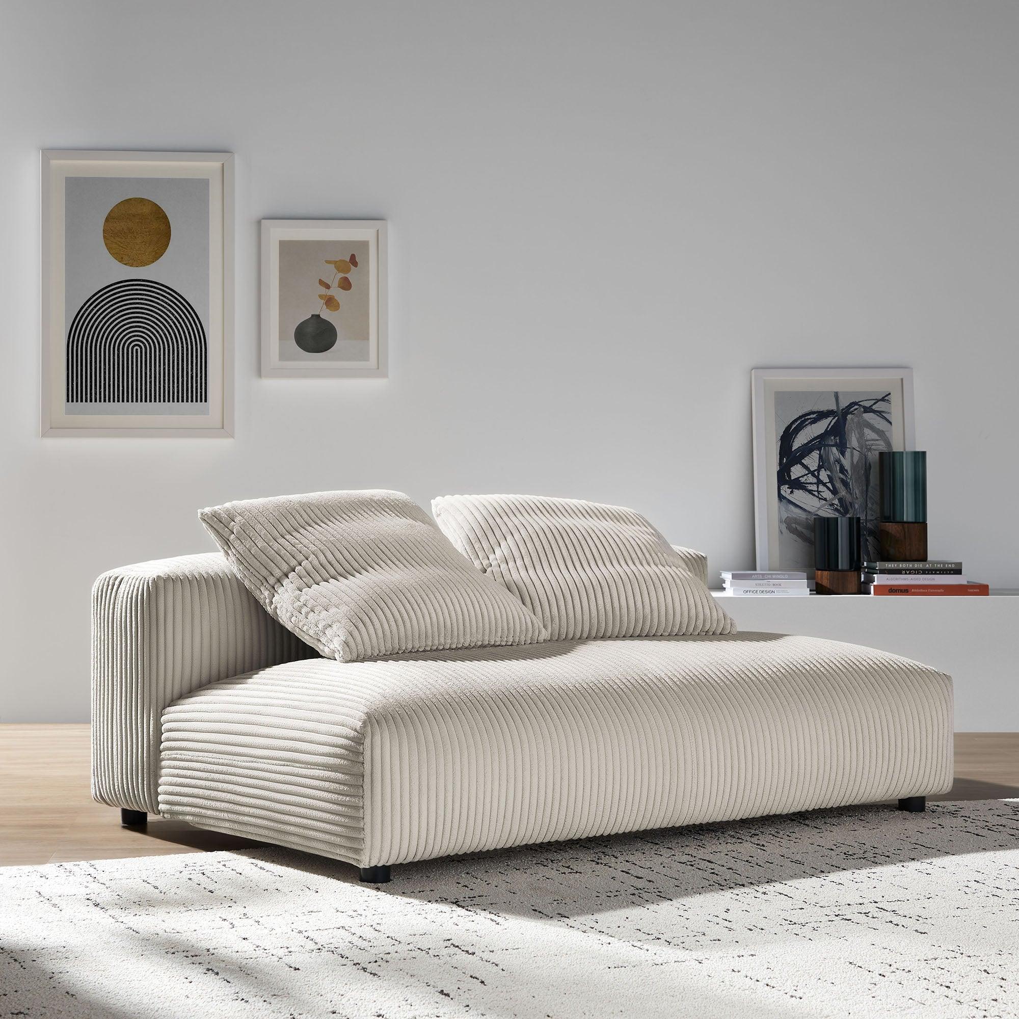 Solace Modular Corduroy Upholstered Armless Loveseat