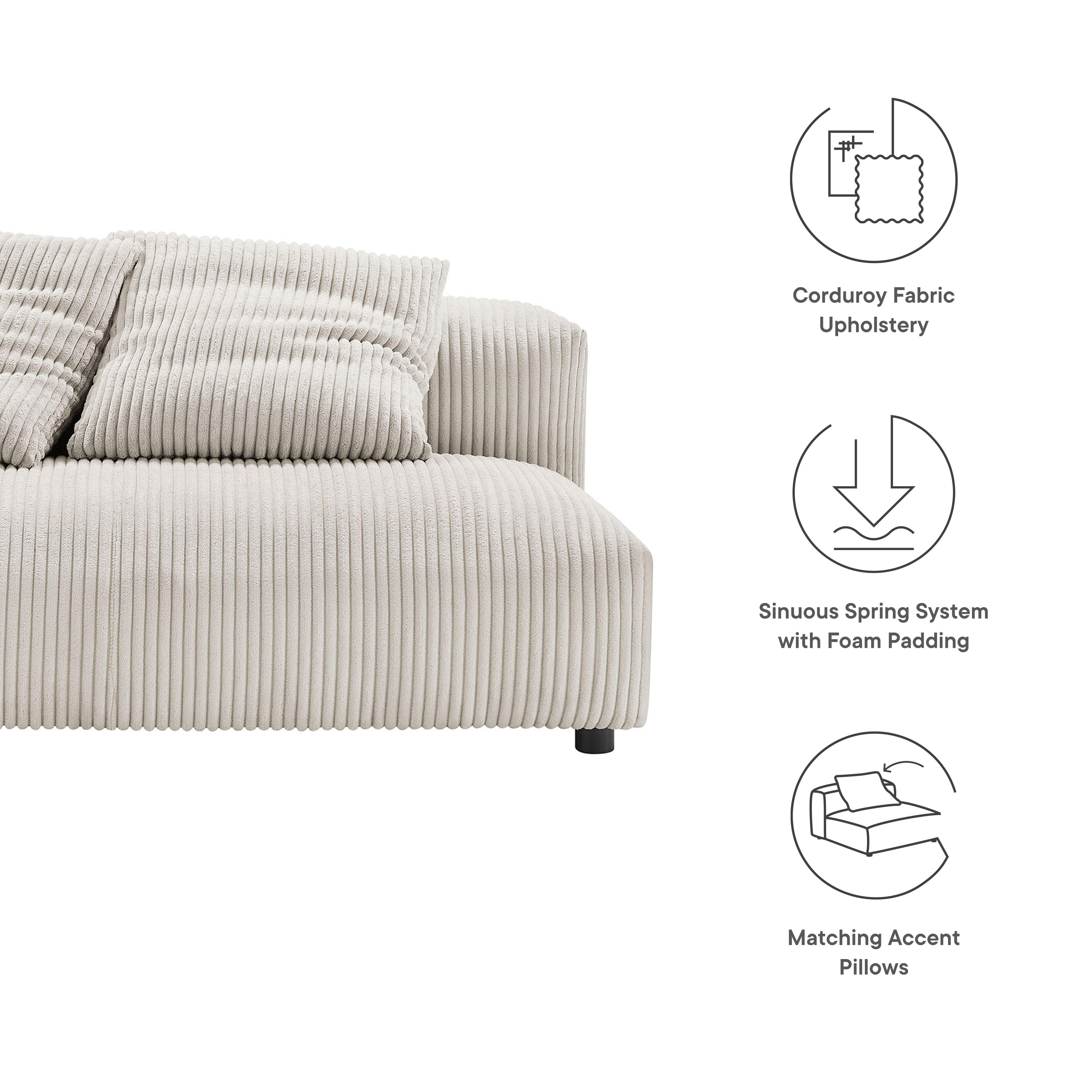 Solace Modular Corduroy Upholstered Armless Loveseat