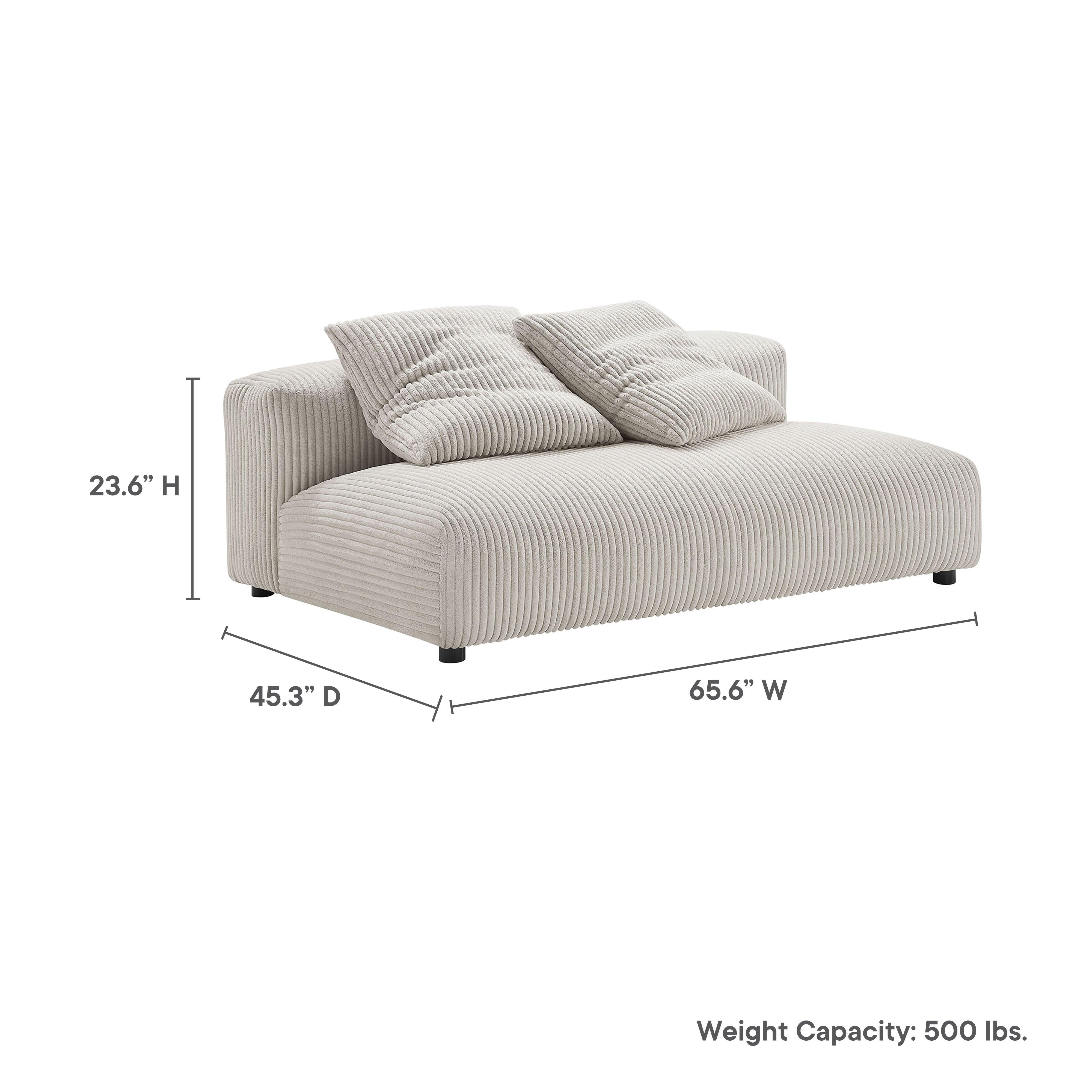 Solace Modular Corduroy Upholstered Armless Loveseat