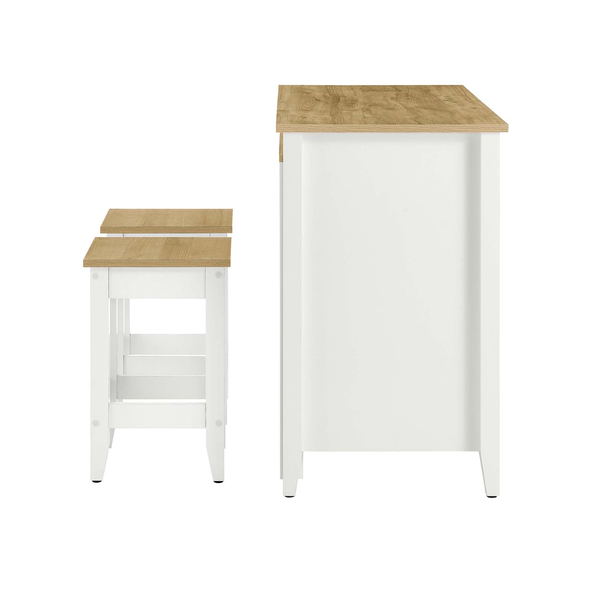 Garland 3-Piece Kitchen Island and Stool Set