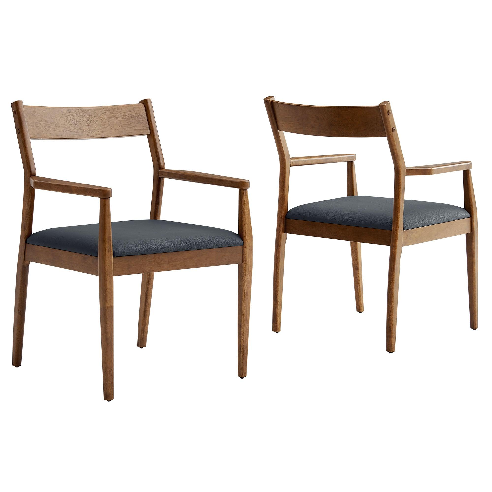 Solara Vegan Leather Wood Dining Armchairs Set of 2