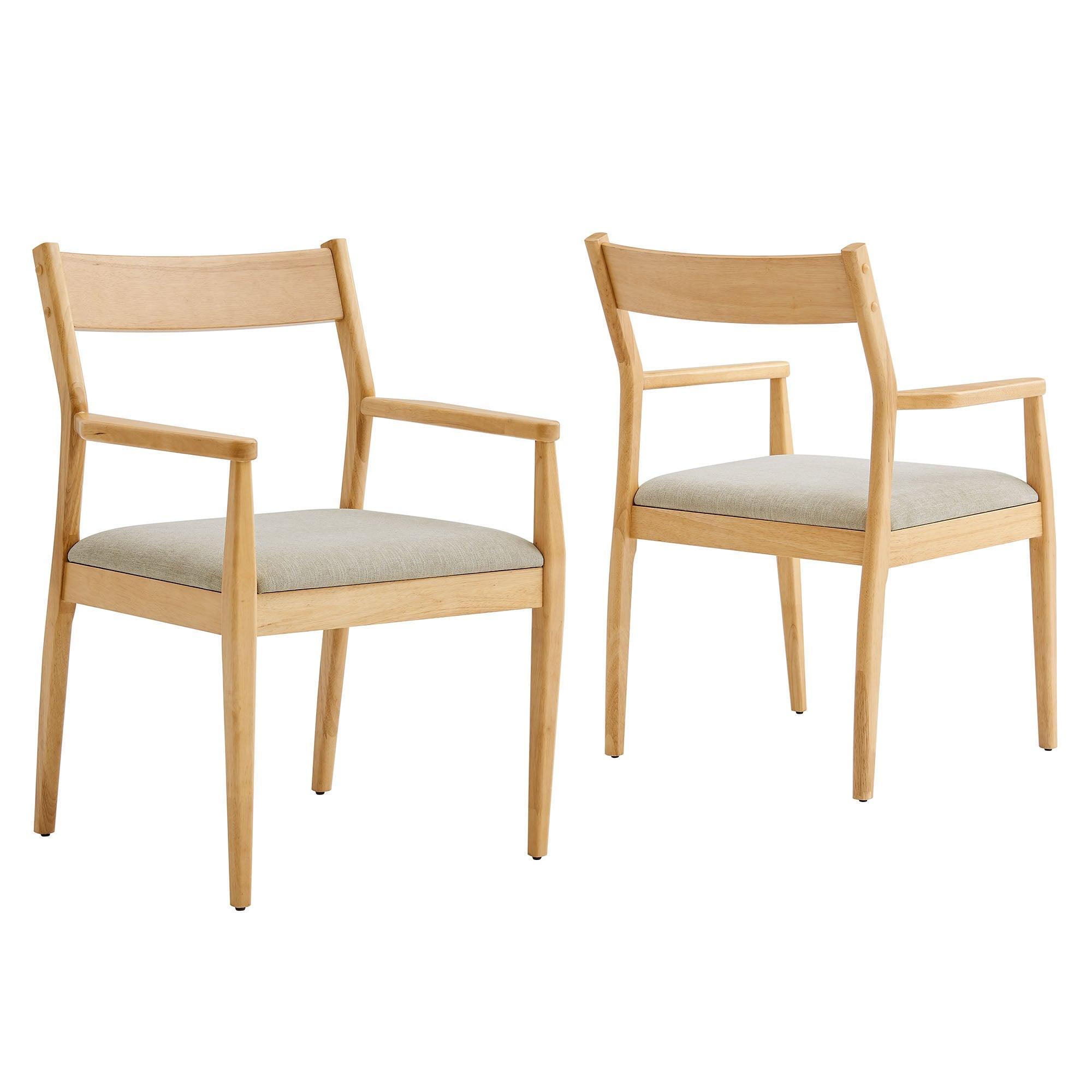 Solara Fabric Wood Dining Armchairs Set of 2