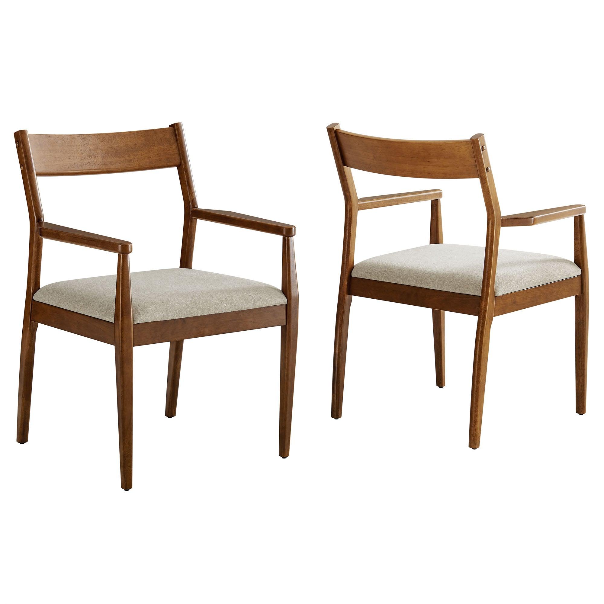 Solara Fabric Wood Dining Armchairs Set of 2