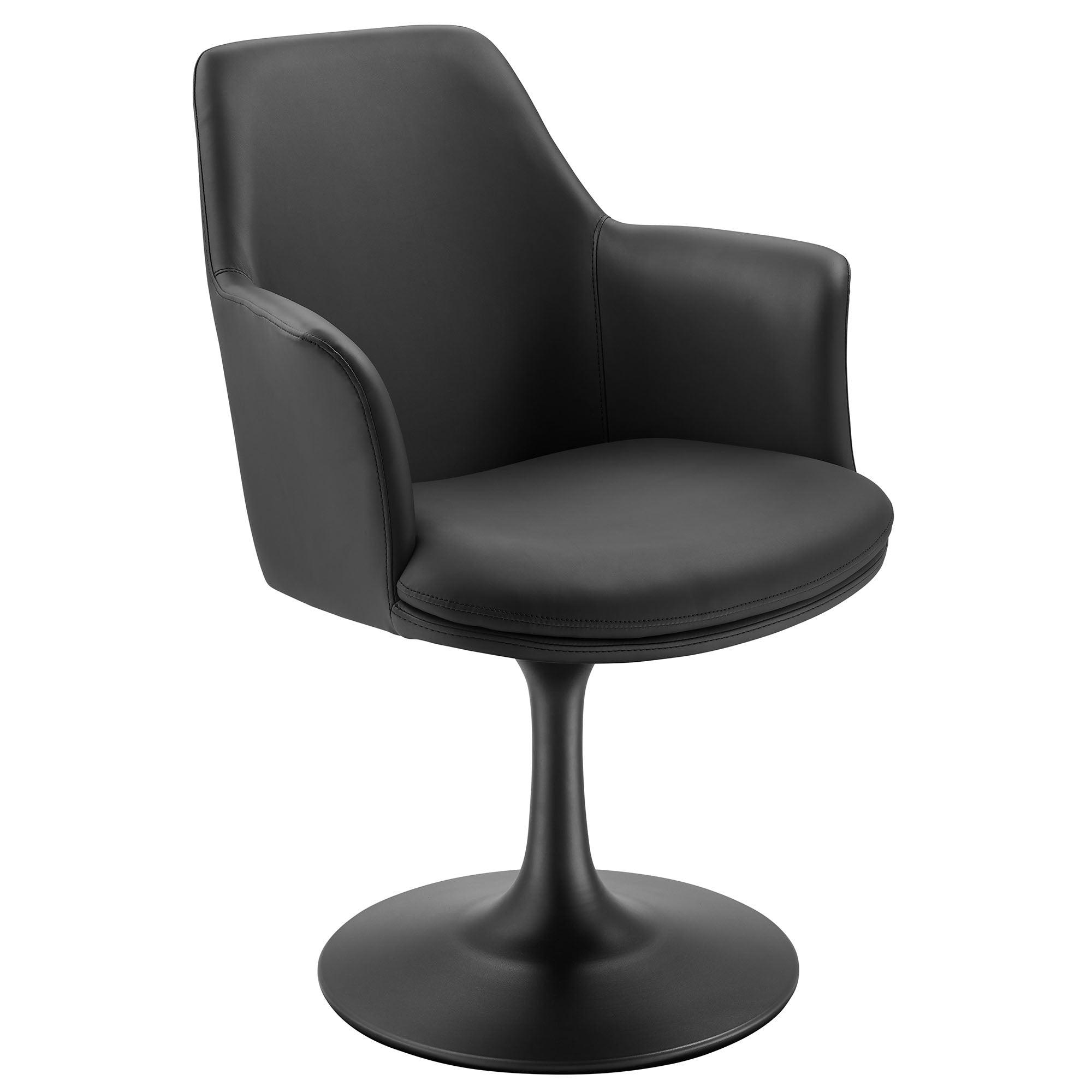 Lippa Swivel Dining Vegan Leather Armchair