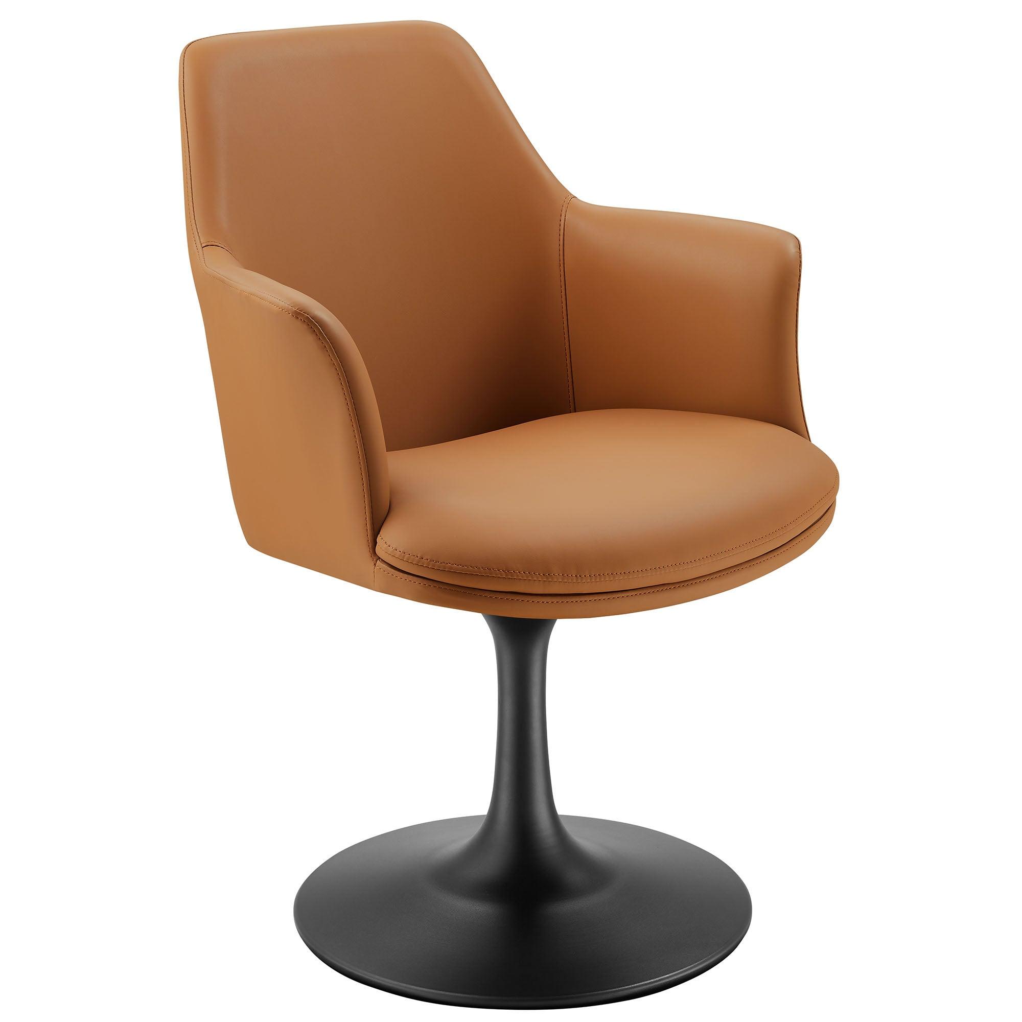 Lippa Swivel Dining Vegan Leather Armchair