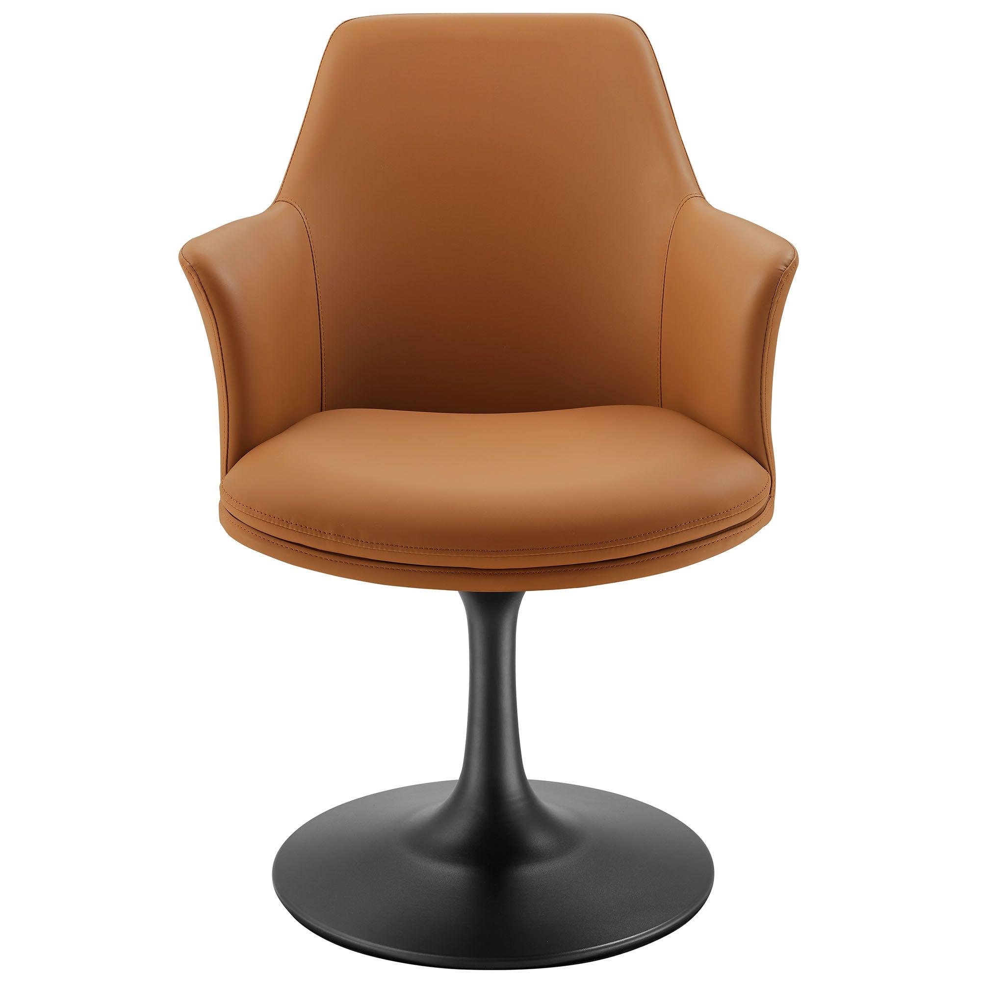 Lippa Swivel Dining Vegan Leather Armchair