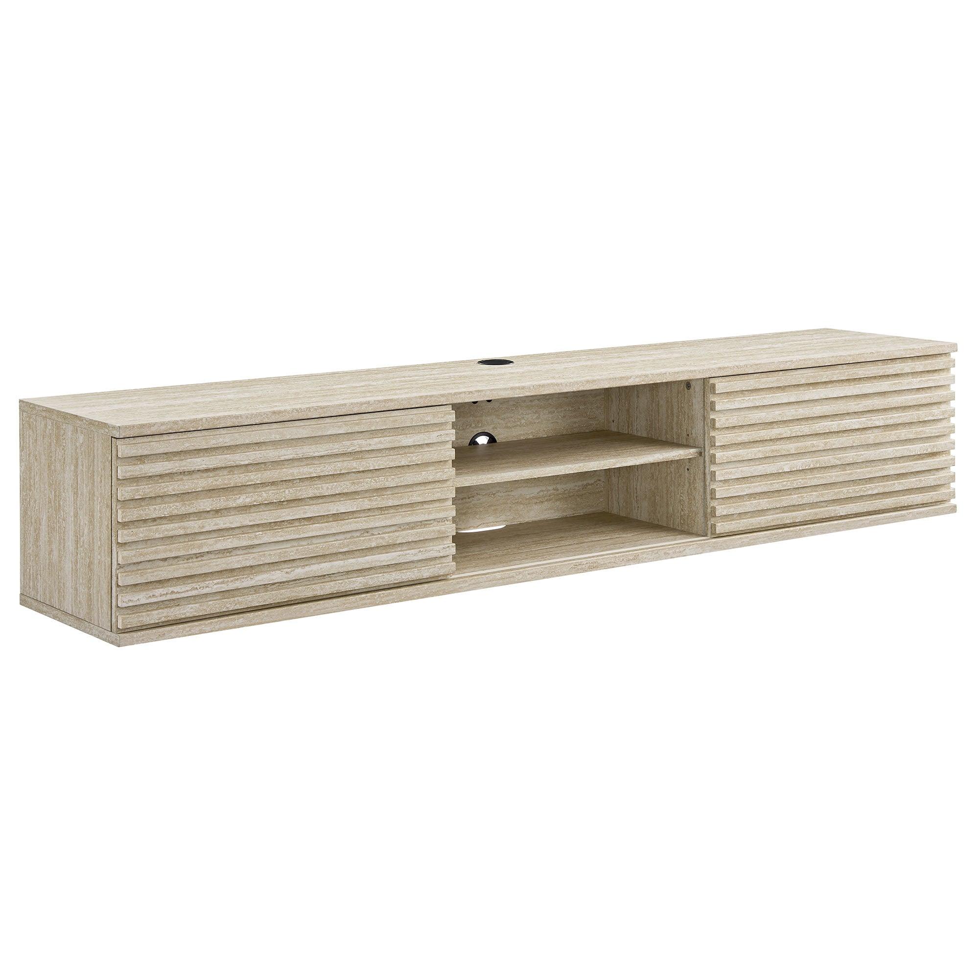 Render 70" Faux Travertine Wall-Mount Media Console TV Stand