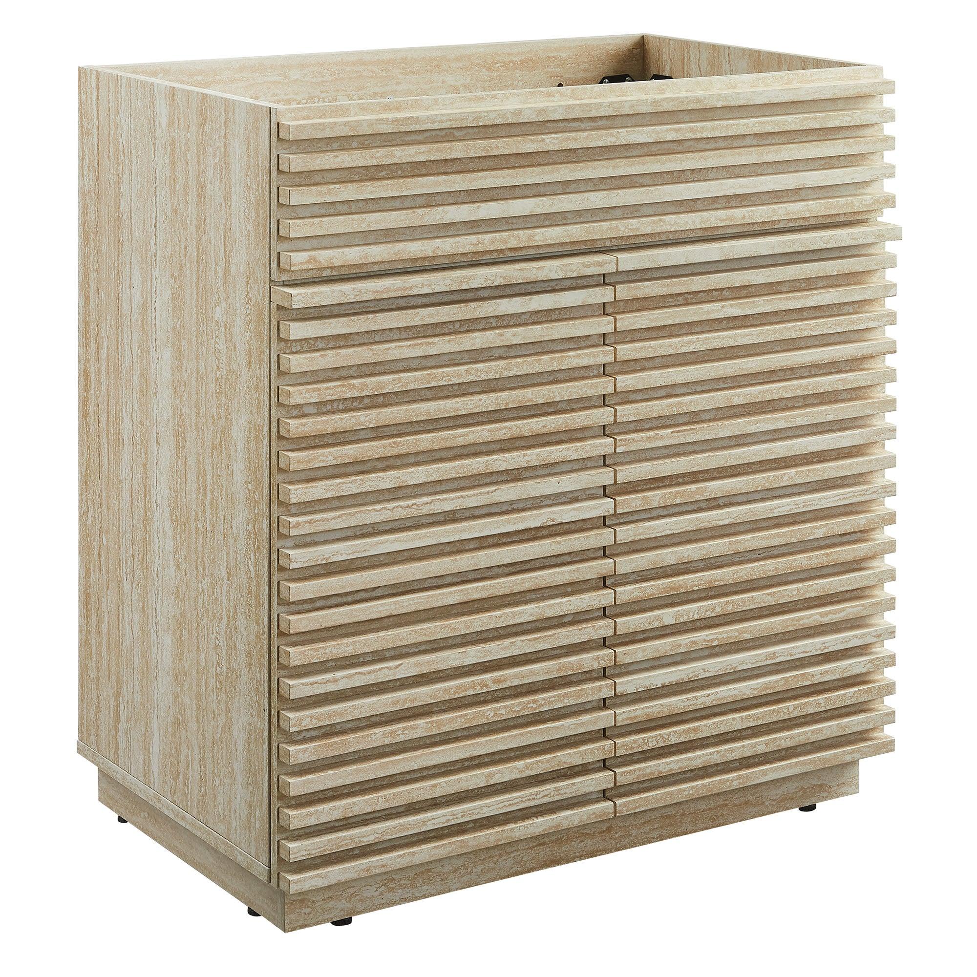 Render 30" Faux Travertine Bathroom Vanity Cabinet (Sink Not Included)