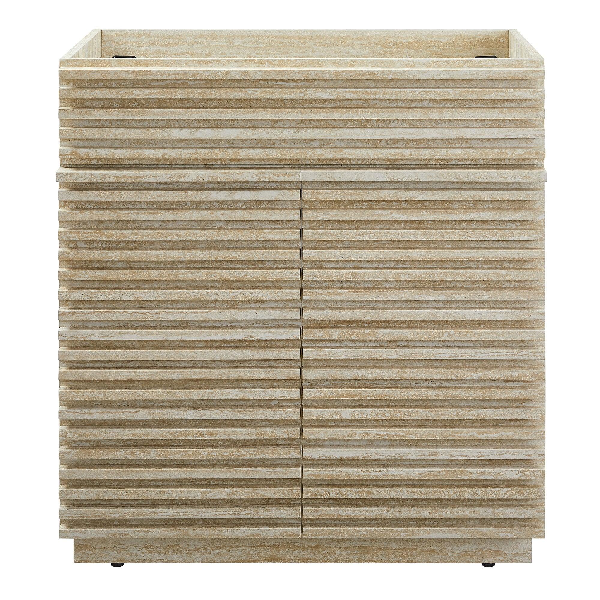 Render 30" Faux Travertine Bathroom Vanity Cabinet (Sink Not Included)