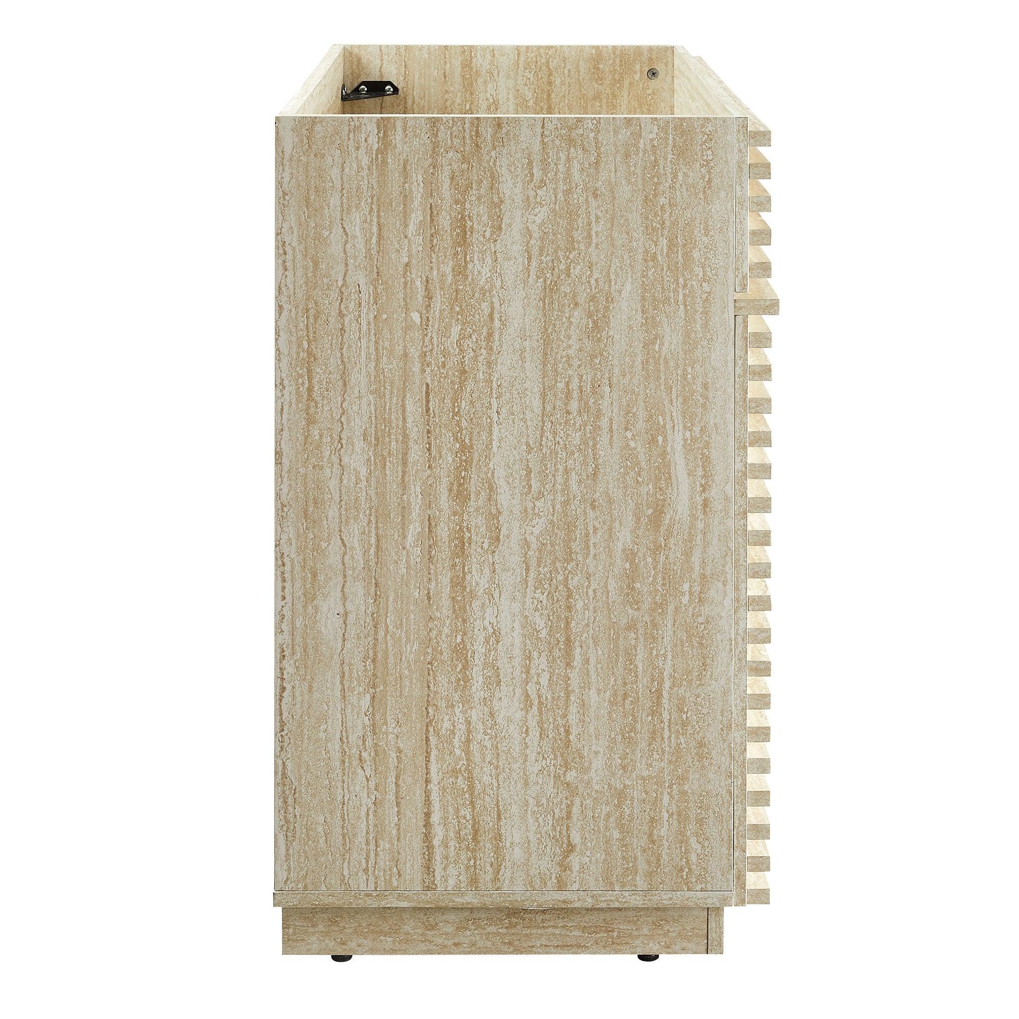 Render 36" Faux Travertine Bathroom Vanity Cabinet (Sink Not Included)