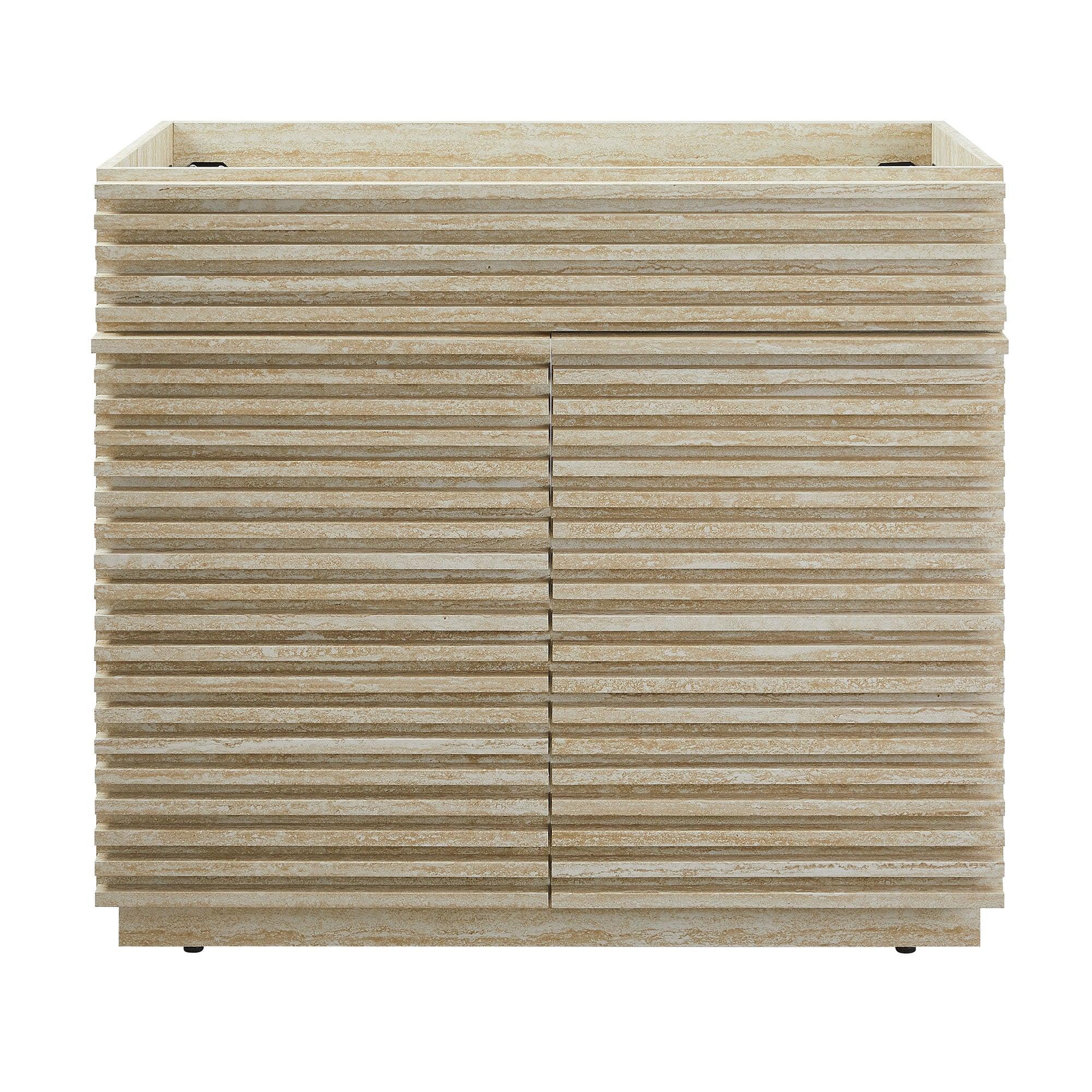 Render 36" Faux Travertine Bathroom Vanity Cabinet (Sink Not Included)