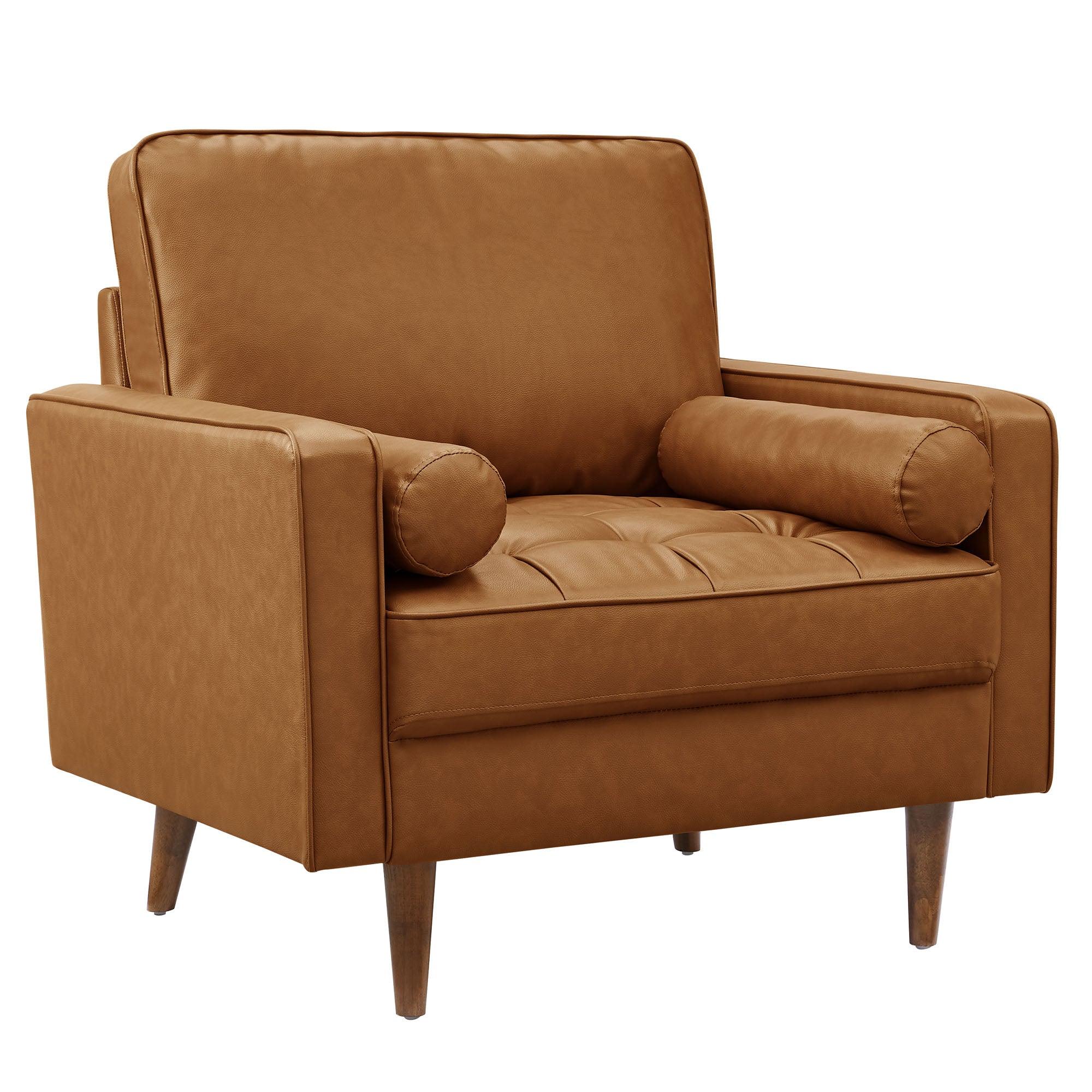 Valour Tufted Vegan Leather Accent Armchair