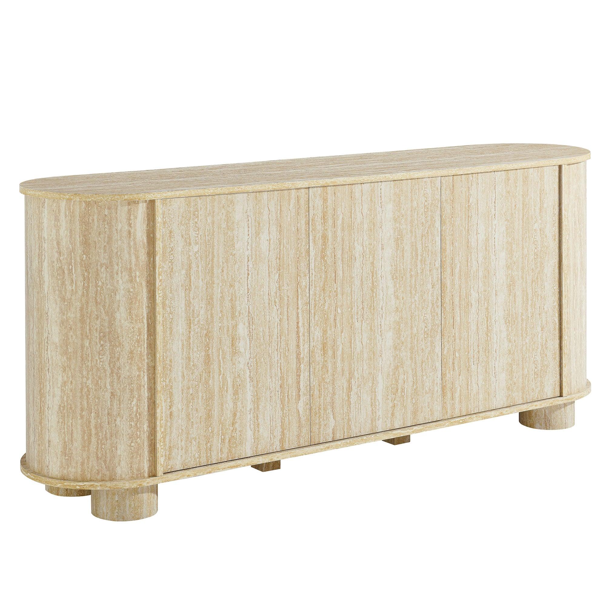 Overture 63” Oval Faux Travertine Sideboard