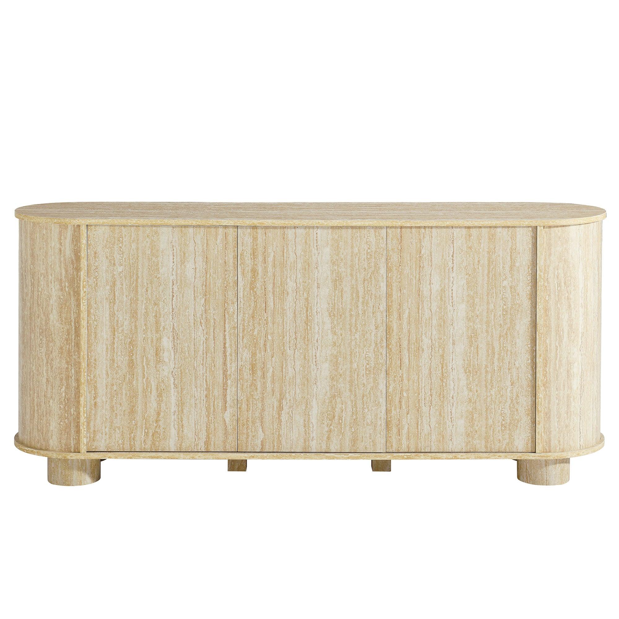 Overture 63” Oval Faux Travertine Sideboard