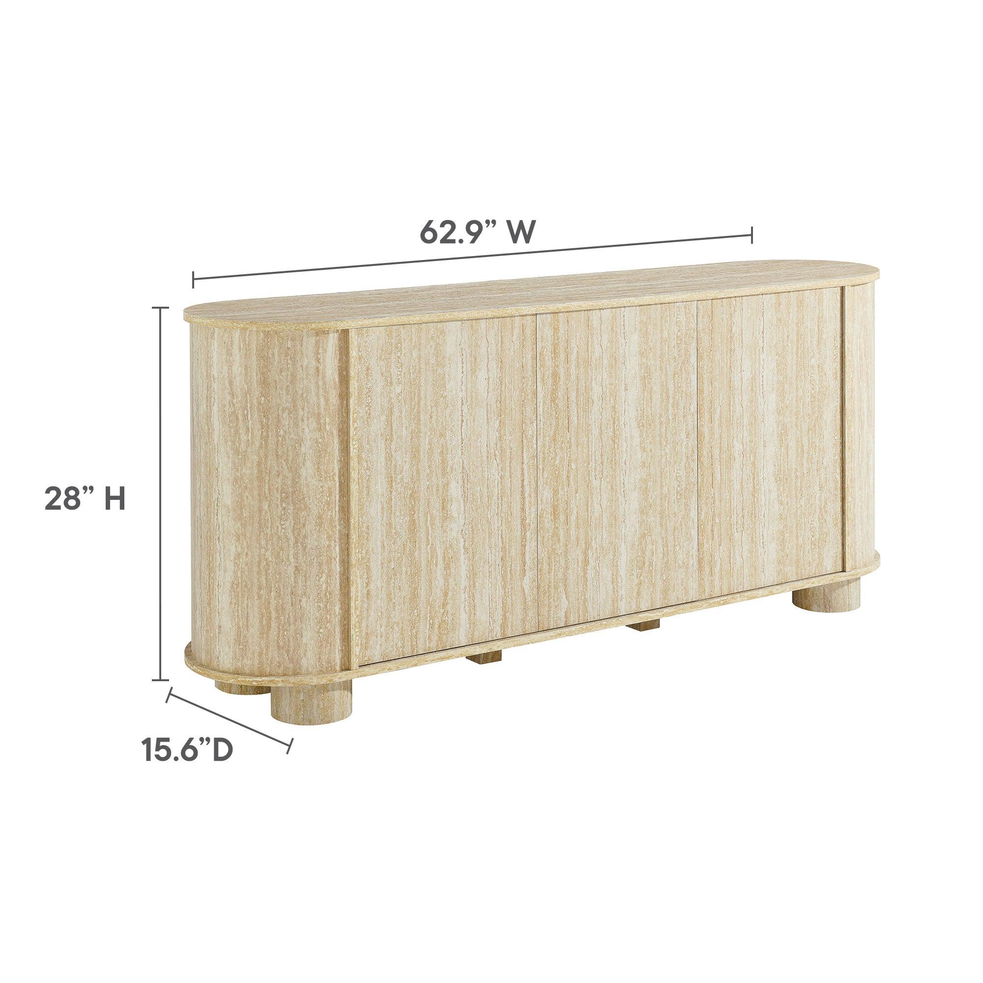 Overture 63” Oval Faux Travertine Sideboard