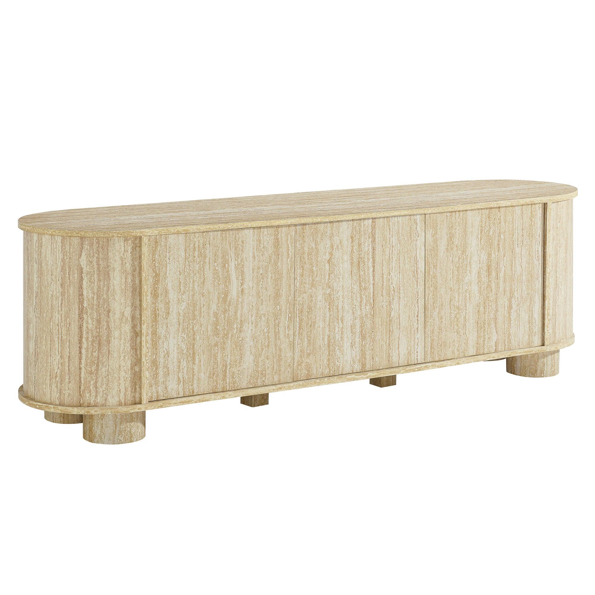 Overture 63” Oval Faux Travertine TV Stand