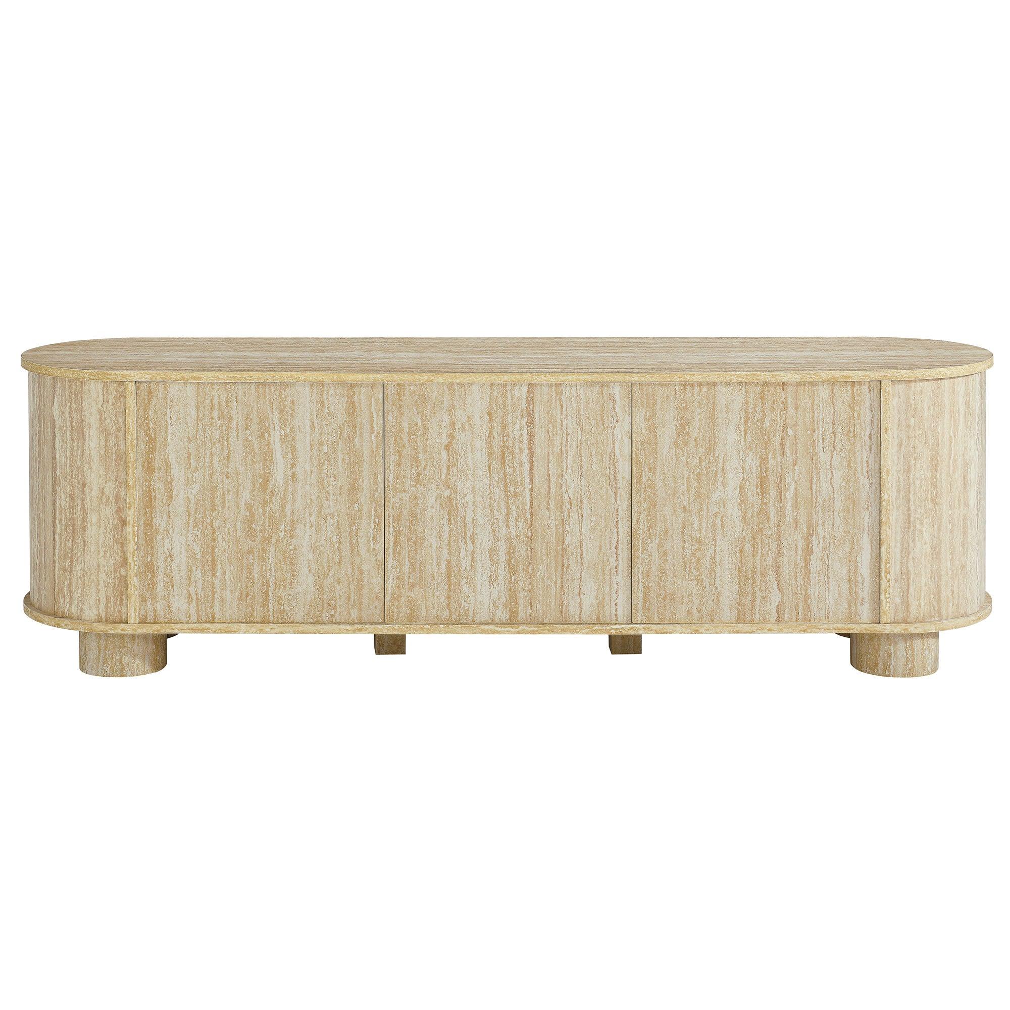 Overture 63” Oval Faux Travertine TV Stand