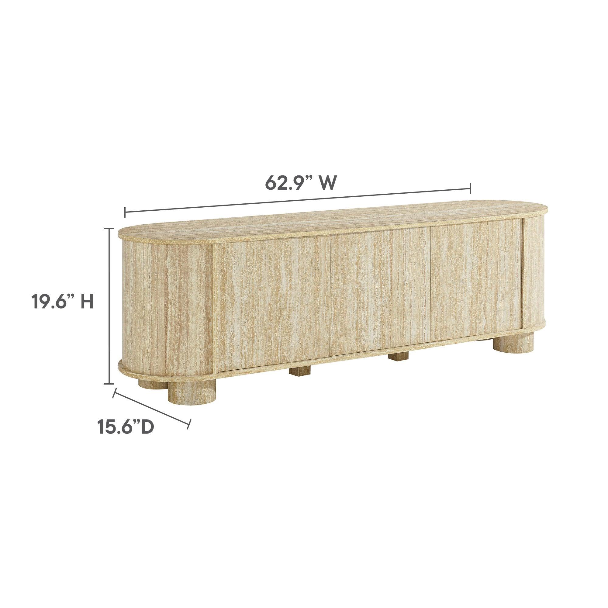 Overture 63” Oval Faux Travertine TV Stand