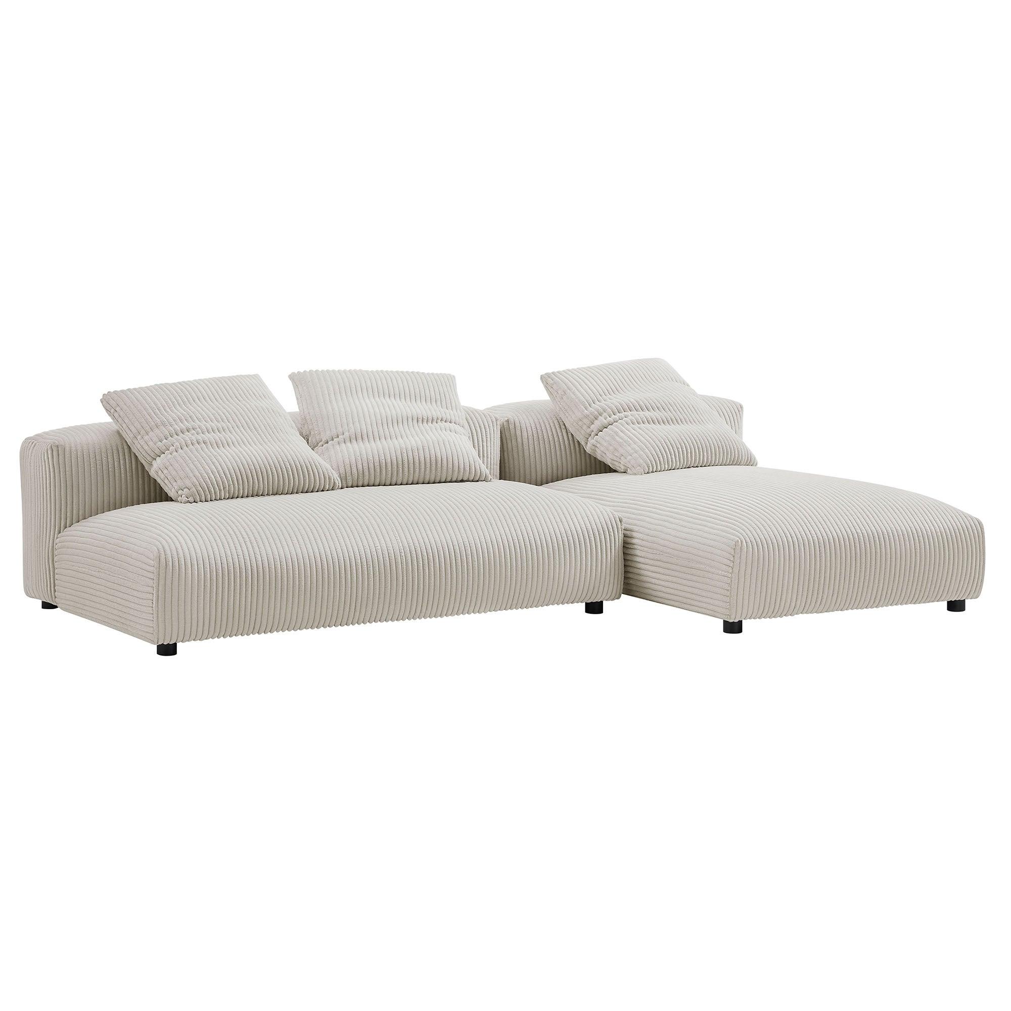 Solace 2-Piece Modular Corduroy Upholstered Sectional Sofa With Chaise