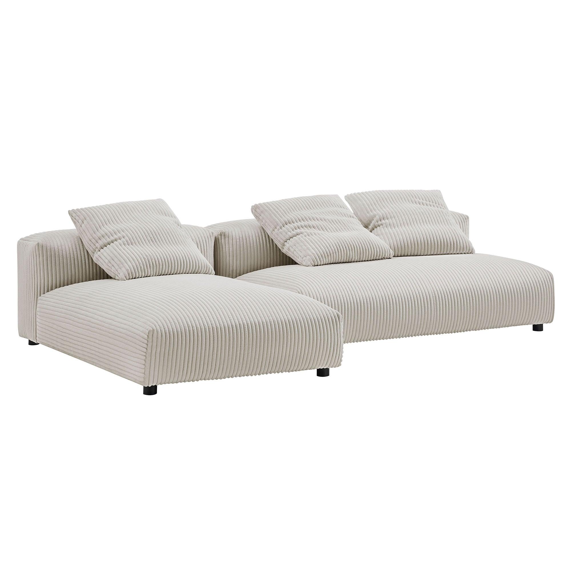 Solace 2-Piece Modular Corduroy Upholstered Sectional Sofa With Chaise