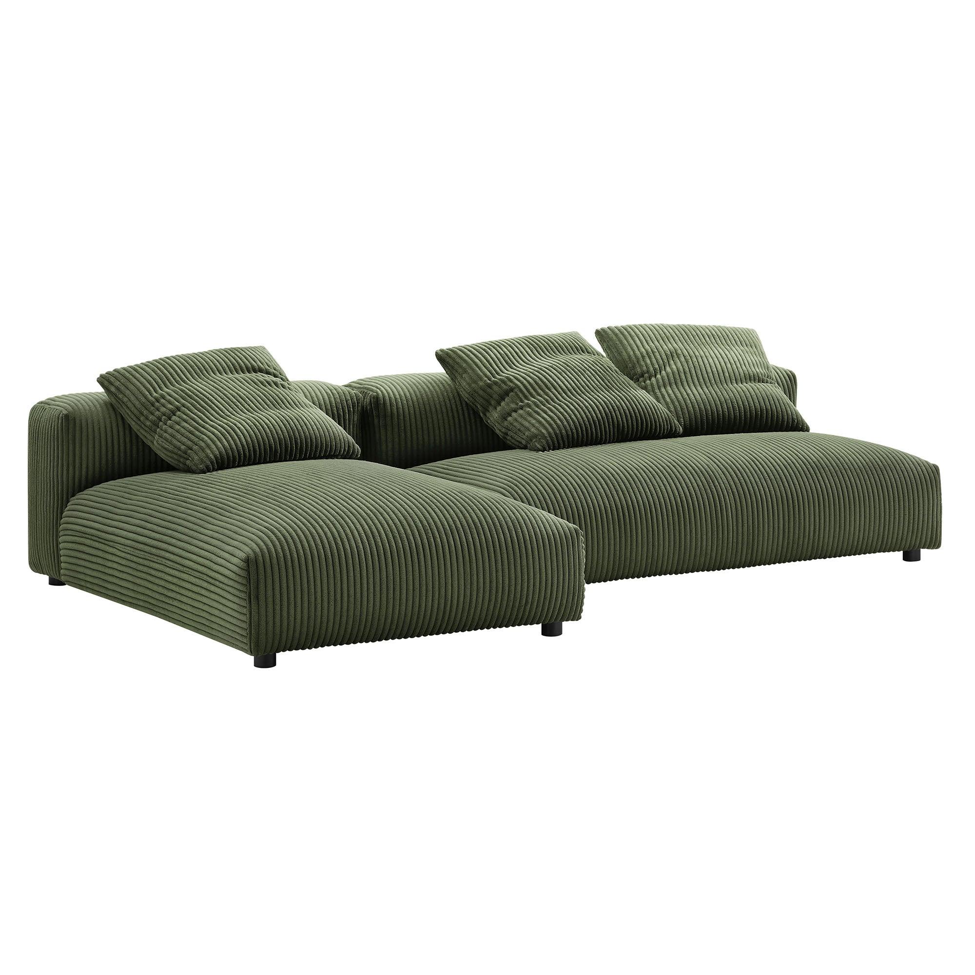 Solace 2-Piece Modular Corduroy Upholstered Sectional Sofa With Chaise