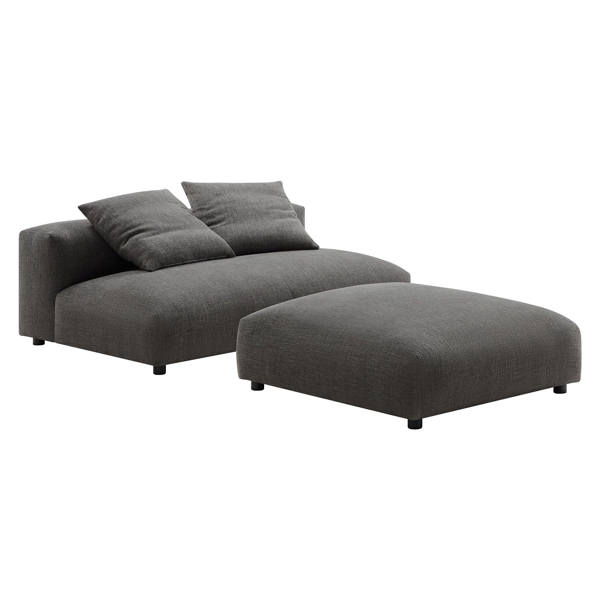 Solace Modular Upholstered Fabric Armless Loveseat and Ottoman Set