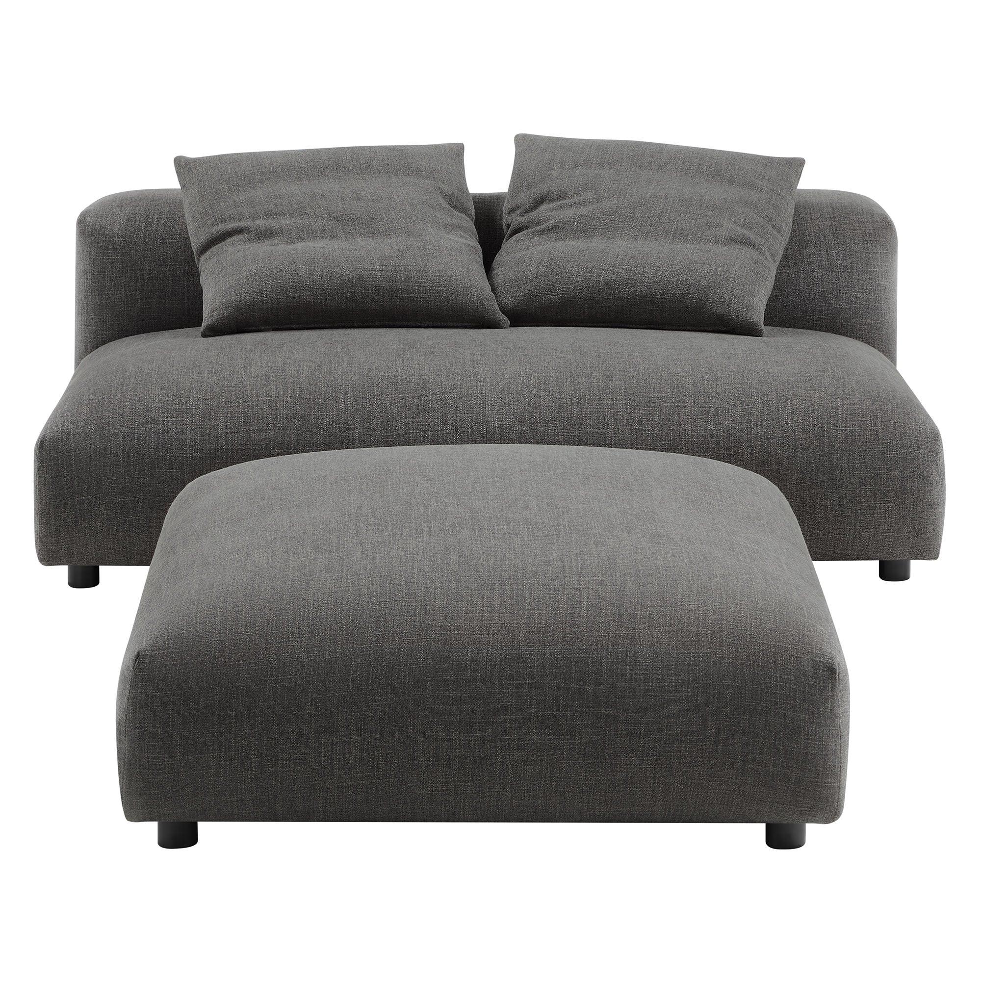 Solace Modular Upholstered Fabric Armless Loveseat and Ottoman Set