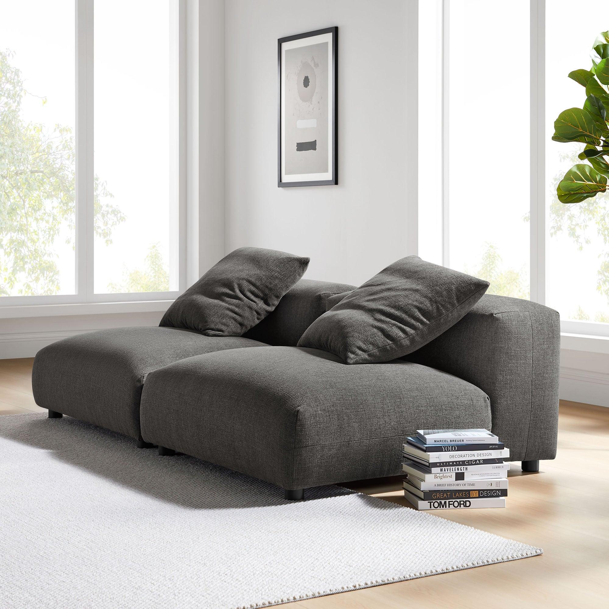 Solace 2-Piece Modular Upholstered Fabric Sofa