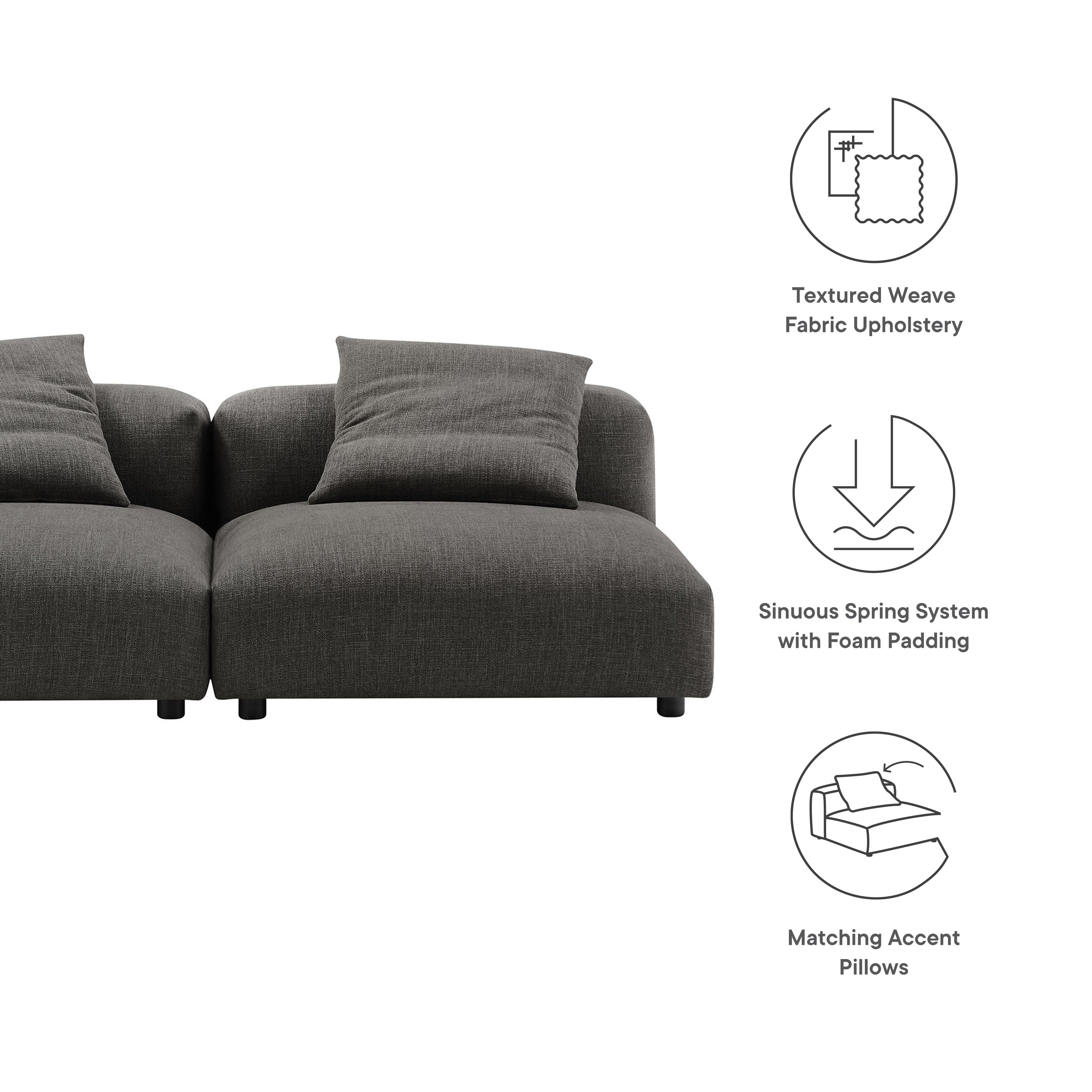 Solace 2-Piece Modular Upholstered Fabric Sofa