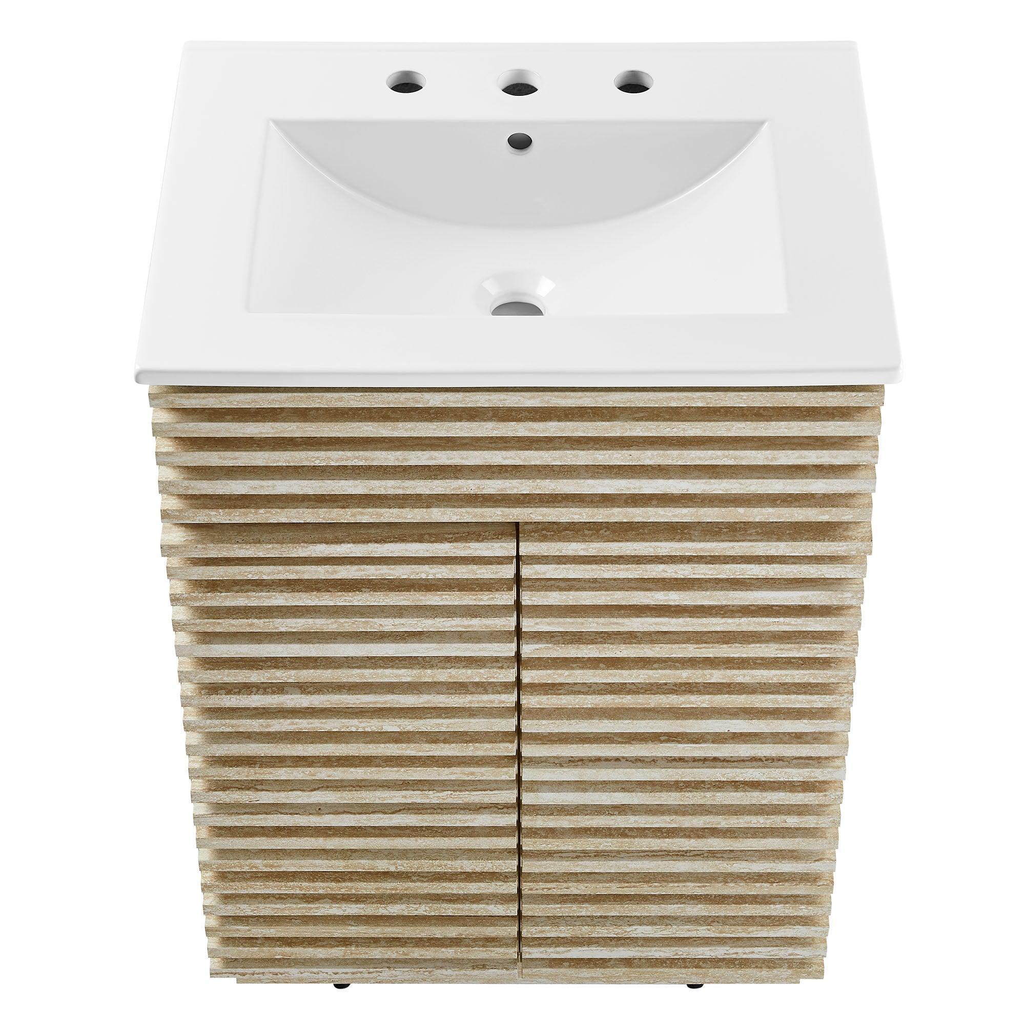 Render 24" Faux Travertine Bathroom Vanity With Sink