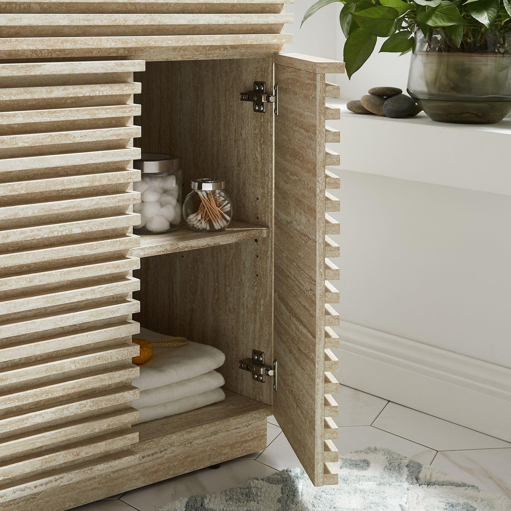 Render 24" Faux Travertine Bathroom Vanity With Sink