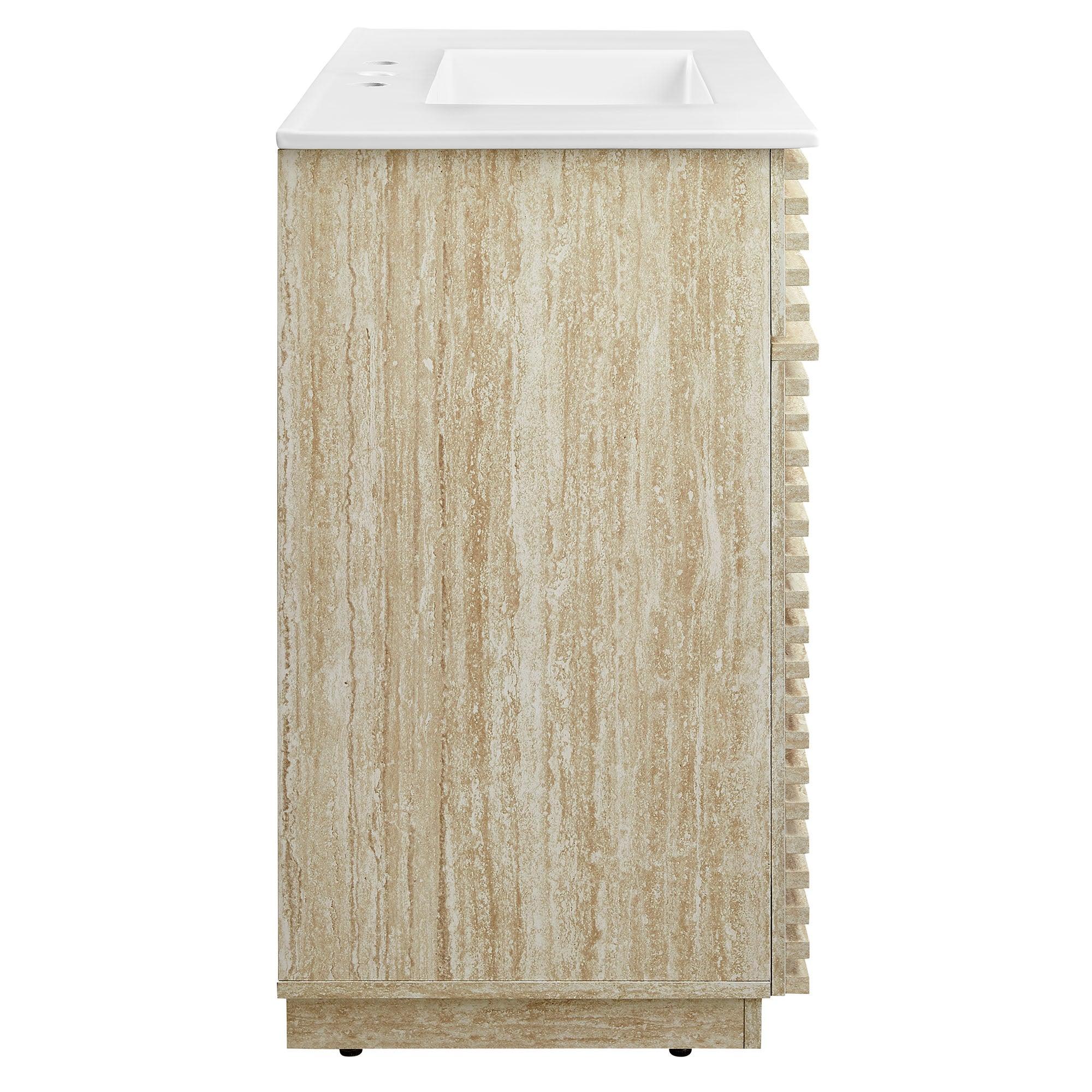 Render 36" Faux Travertine Bathroom Vanity With Sink