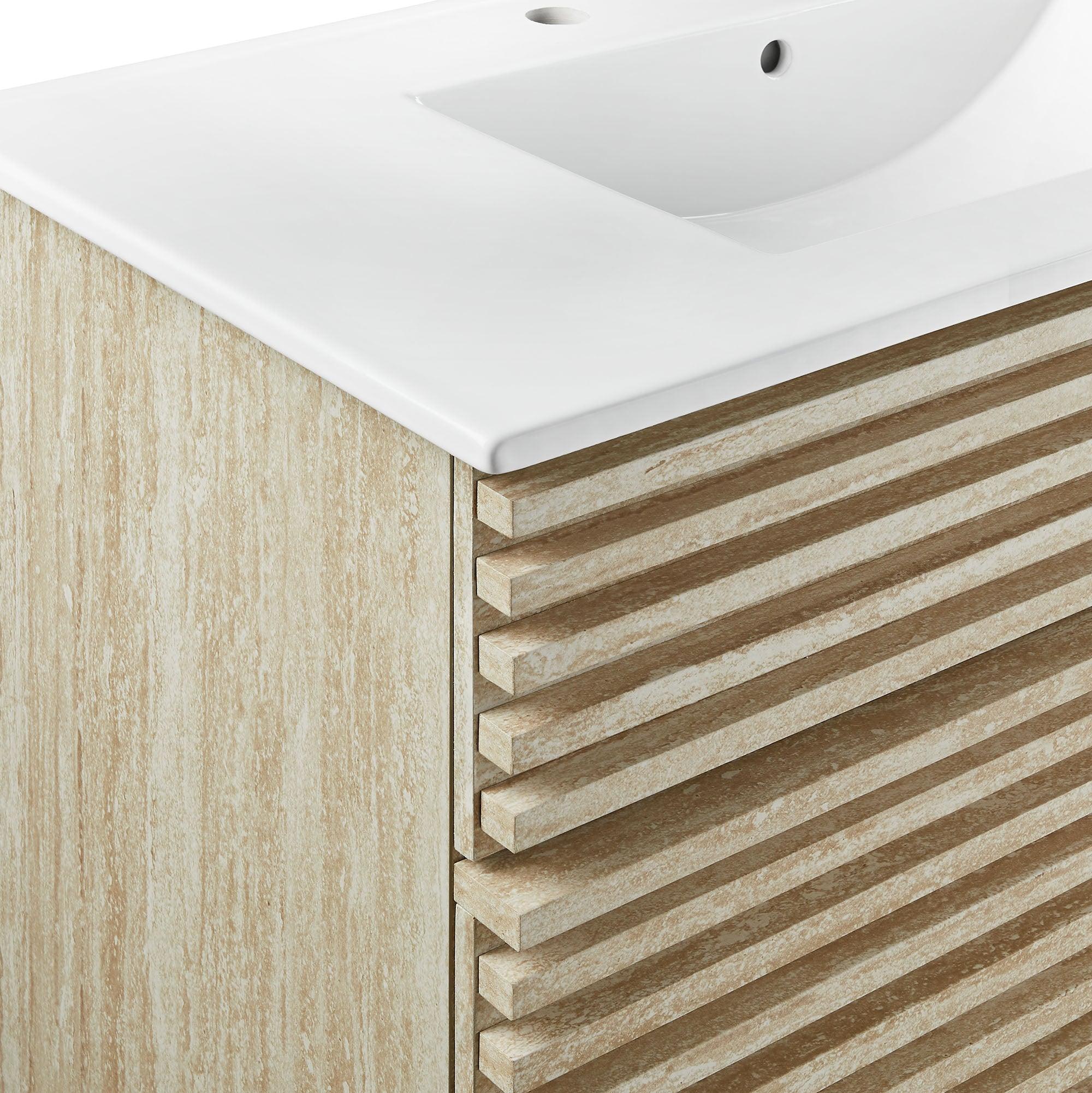 Render 36" Faux Travertine Bathroom Vanity With Sink