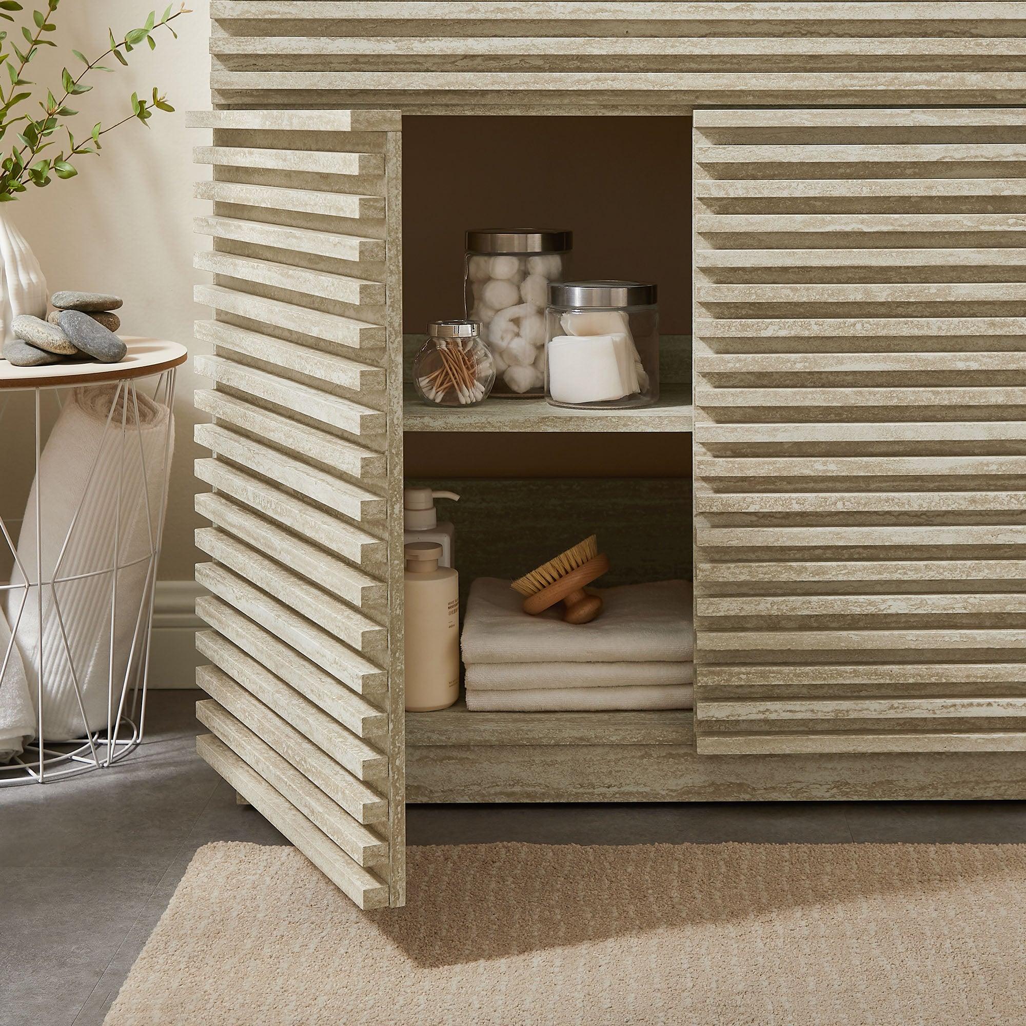 Render 36" Faux Travertine Bathroom Vanity With Sink