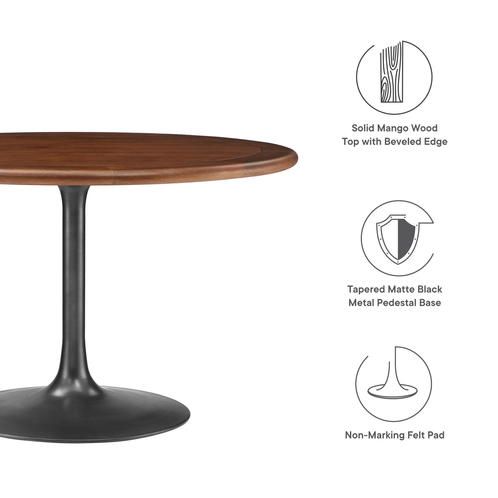 Lippa 48" Round Pedestal Solid Wood Dining Table