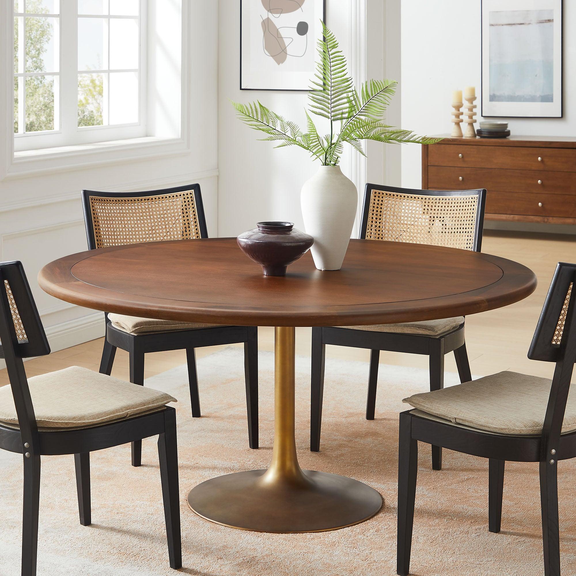 Lippa 60" Round Pedestal Solid Wood Dining Table