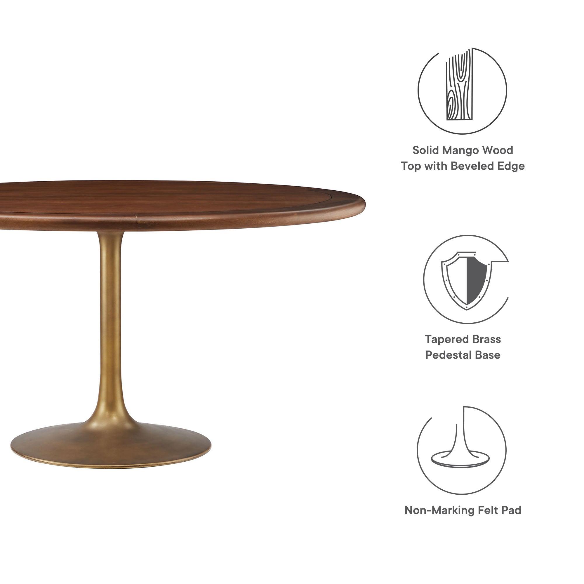 Lippa 60" Round Pedestal Solid Wood Dining Table