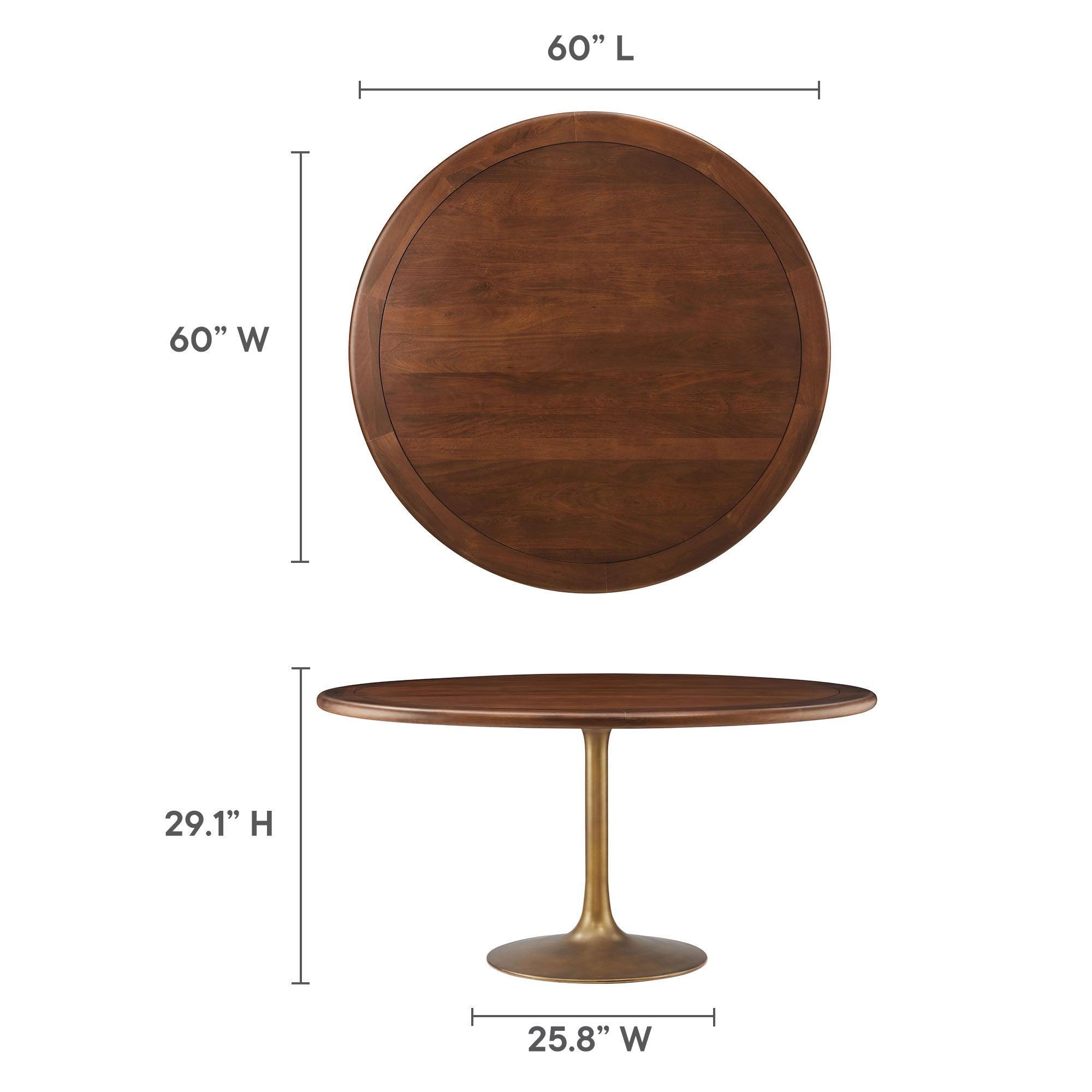 Lippa 60" Round Pedestal Solid Wood Dining Table