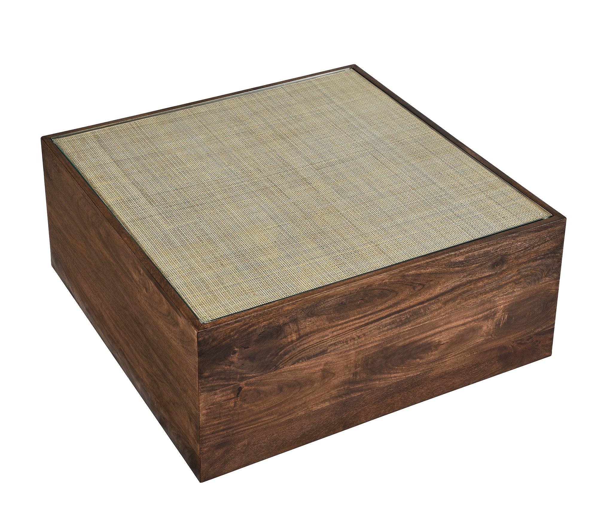 Truett Square Wood Rattan Coffee Table