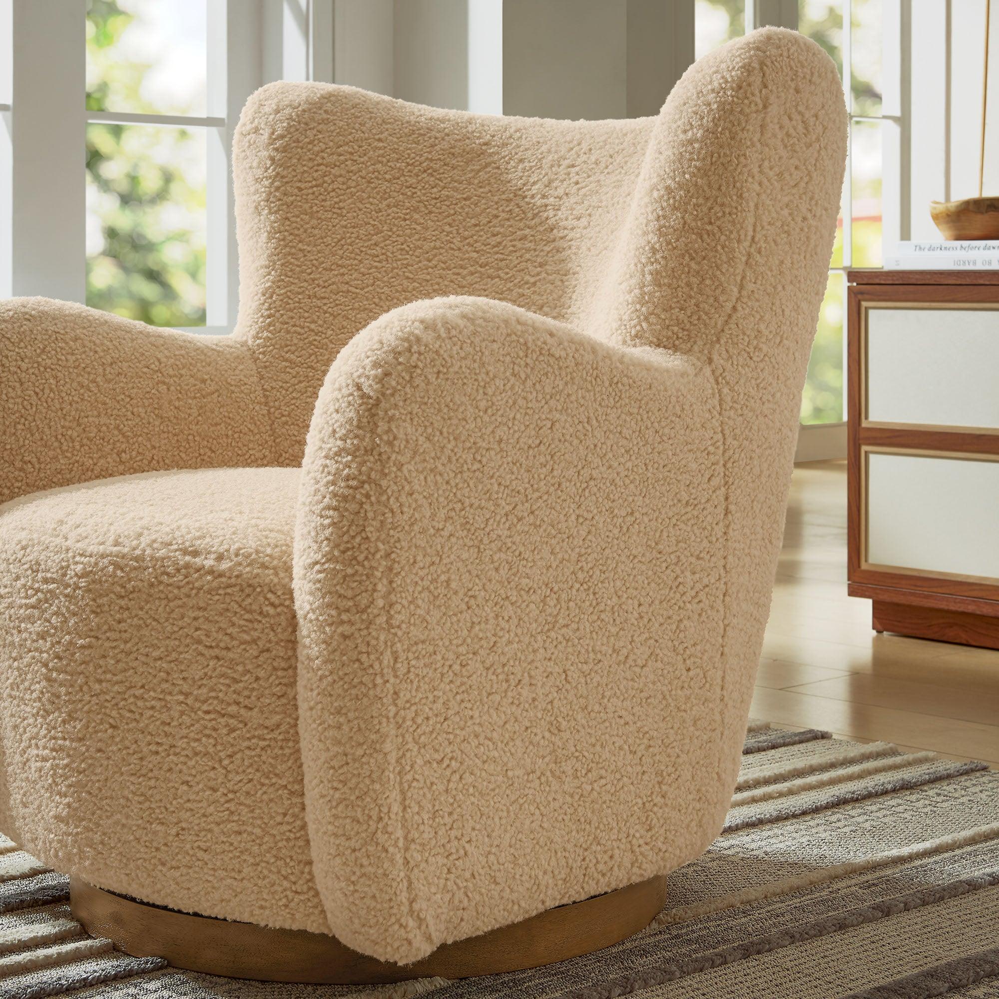 Montrose Wingback Sherpa Swivel Accent Chair