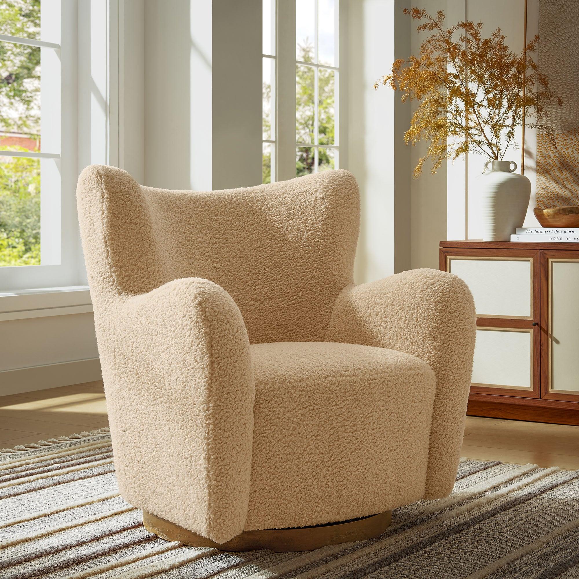 Montrose Wingback Sherpa Swivel Accent Chair